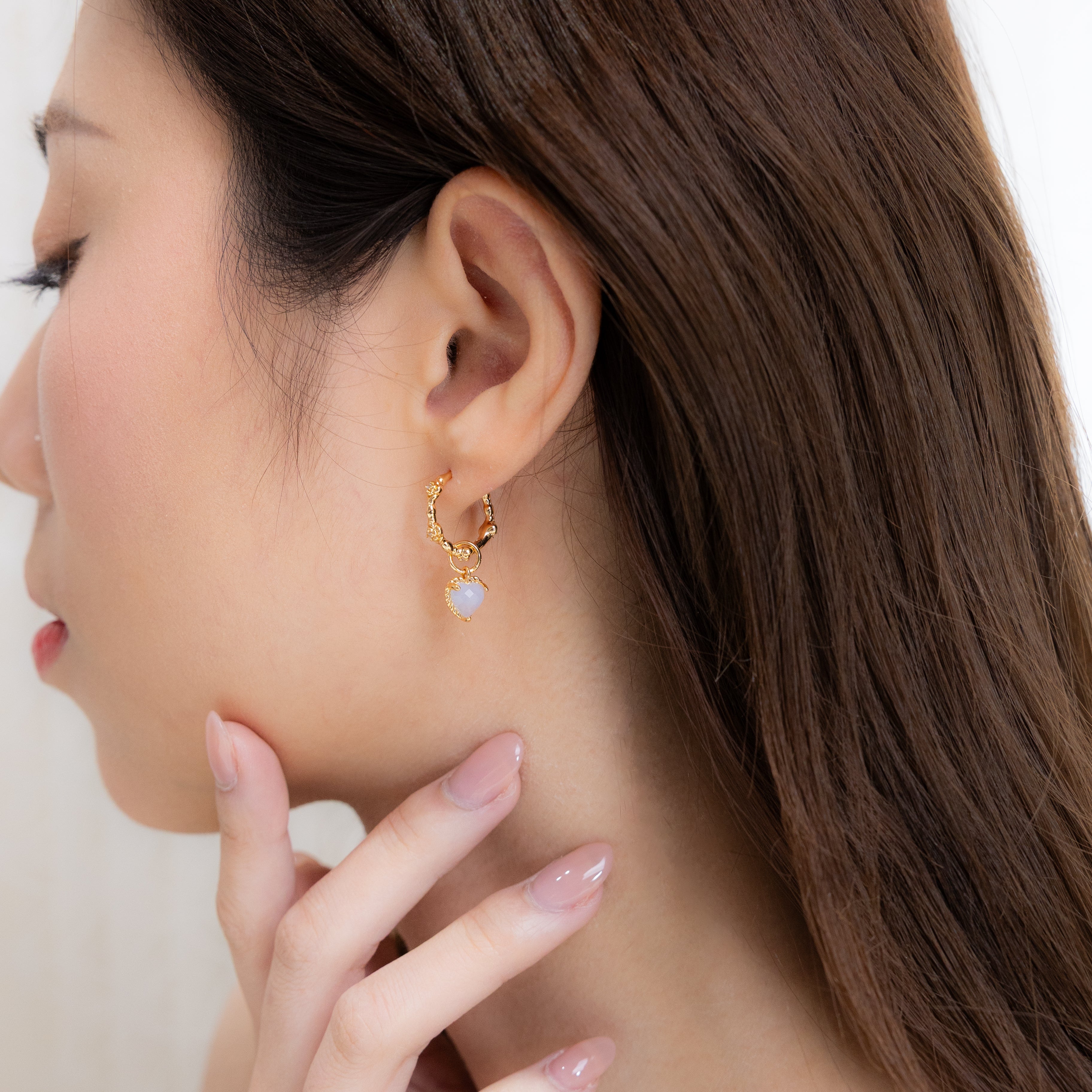 HEARTBEAT EAR HOOP - BLUE LACE AGATE