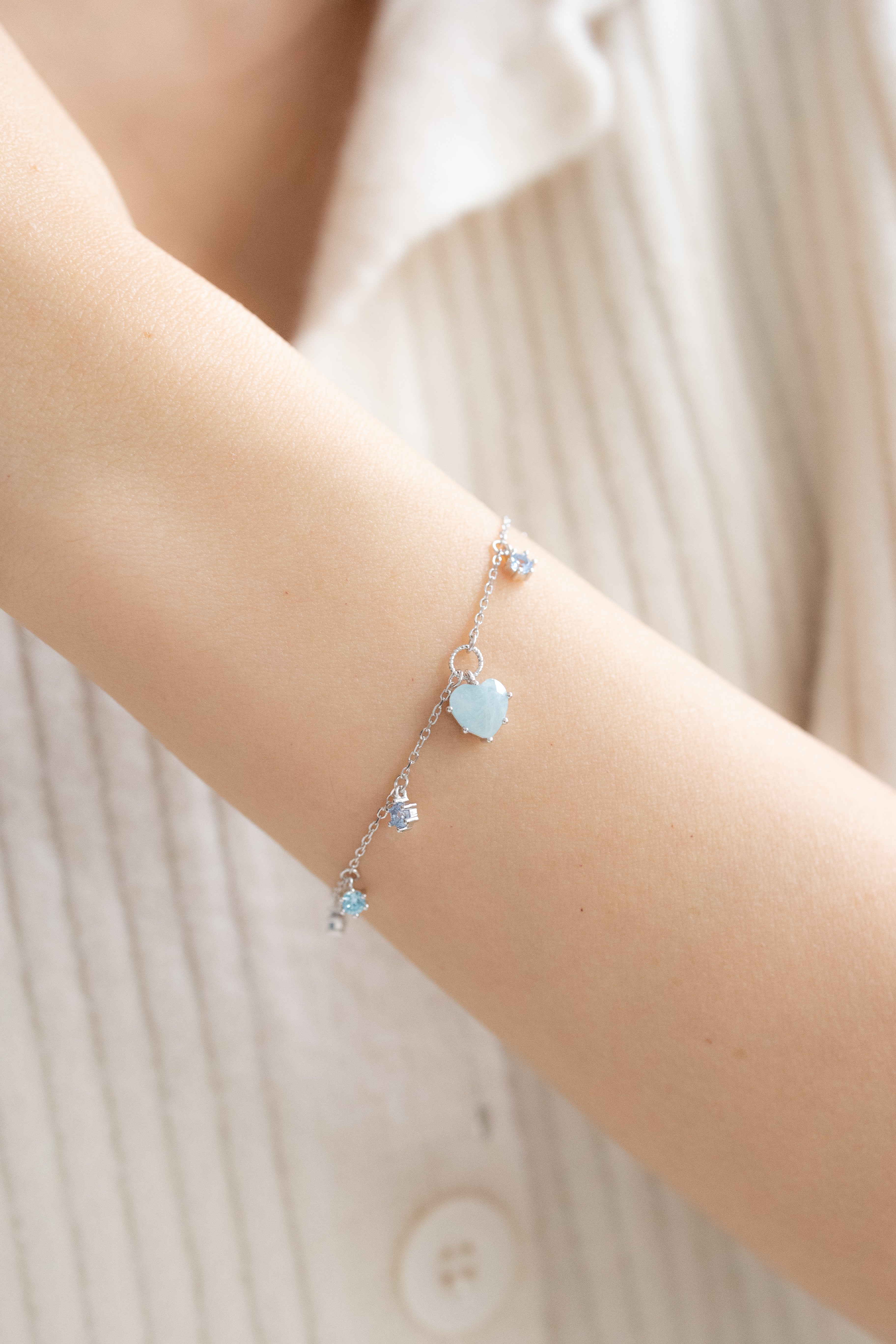 CHARMING WONDERS SILVER BRACELET - AQUAMARINE