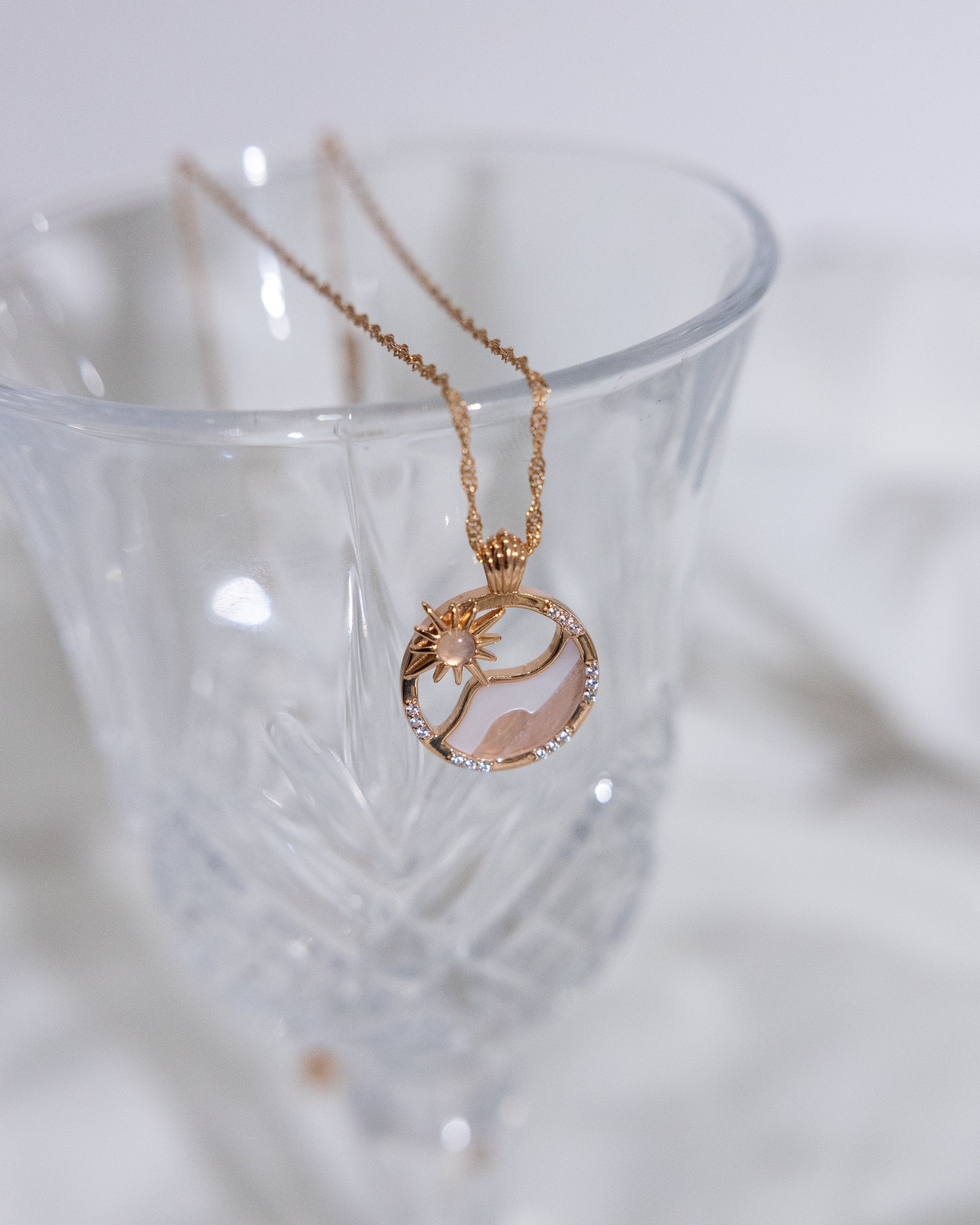 SUN WAVE NECKLACES - WHITE SHELL, BLUE LACE AGATE