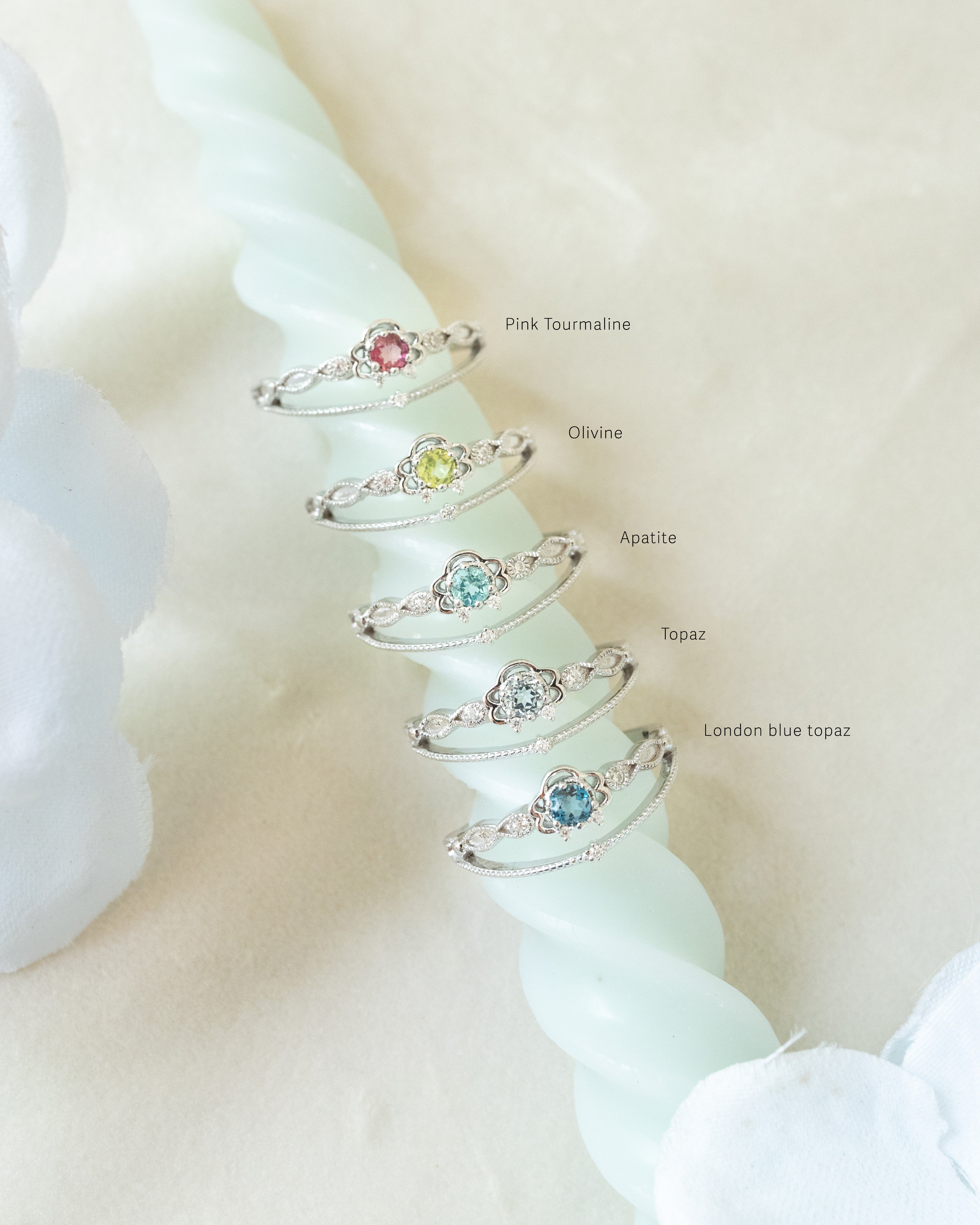 JULIET ADJUSTABLE SILVER RING - PINK TOURMALINE