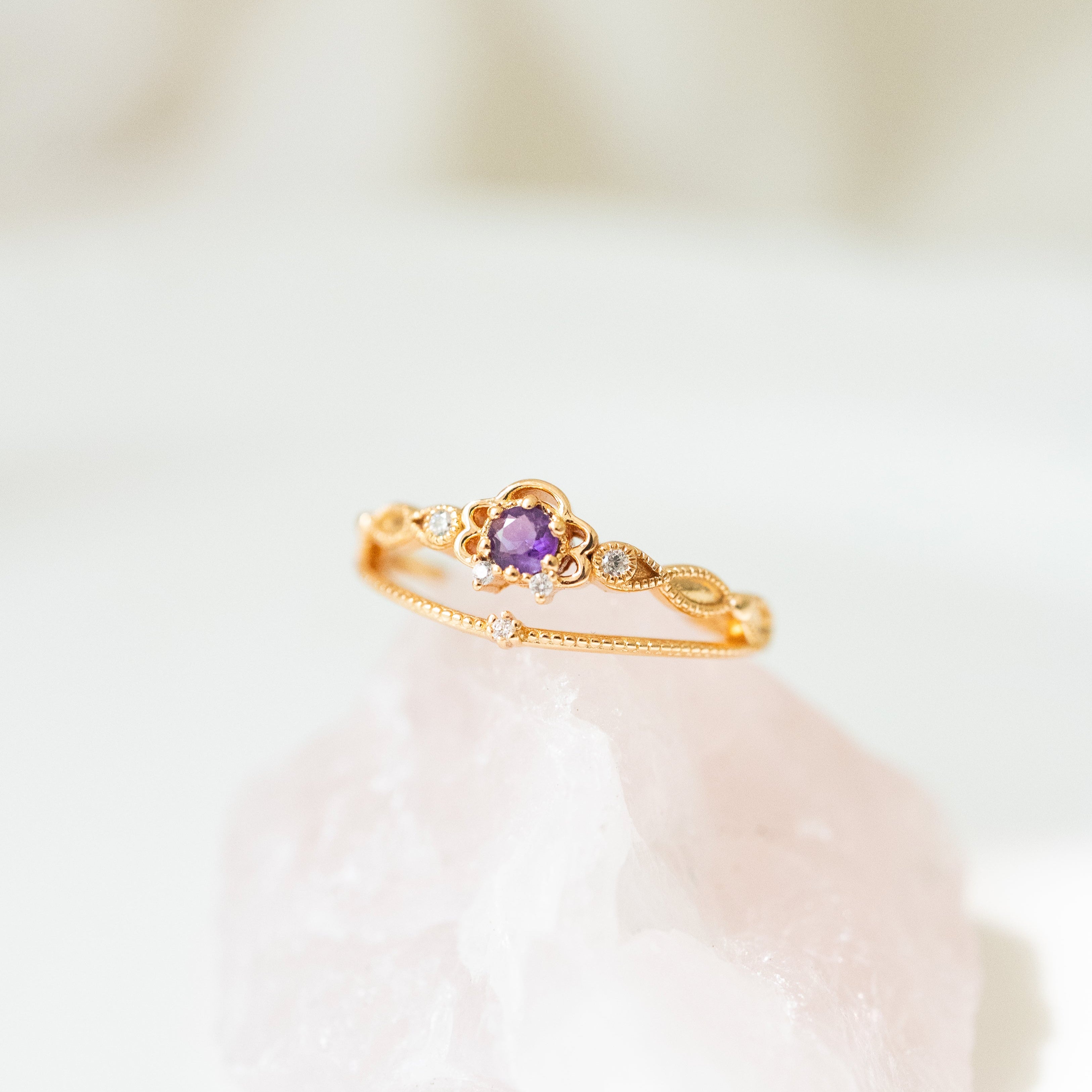 JULIET ADJUSTABLE RING - AMETHYST