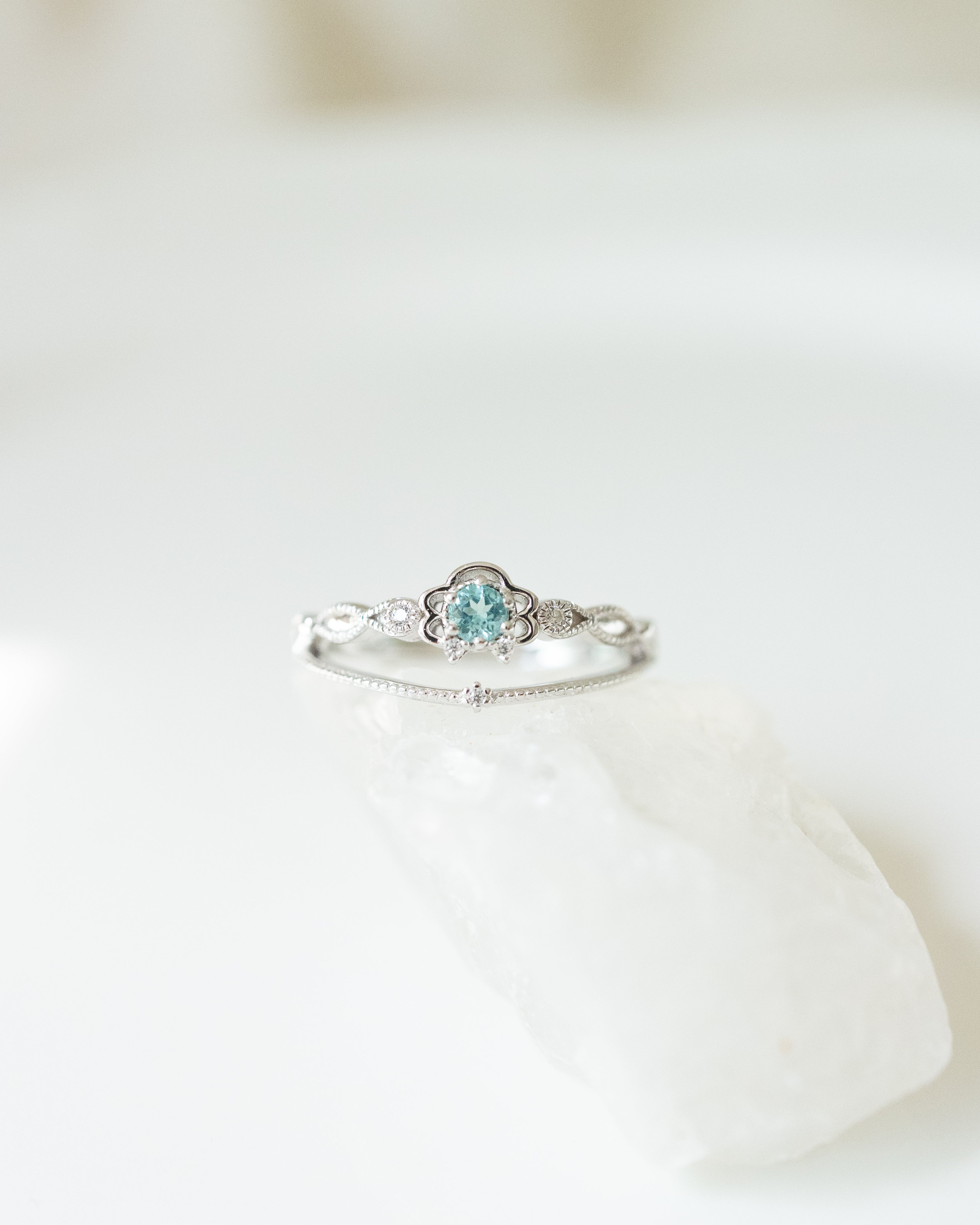 (PRE-ORDER Available on 31th July) JULIET ADJUSTABLE SILVER RING - APATITE