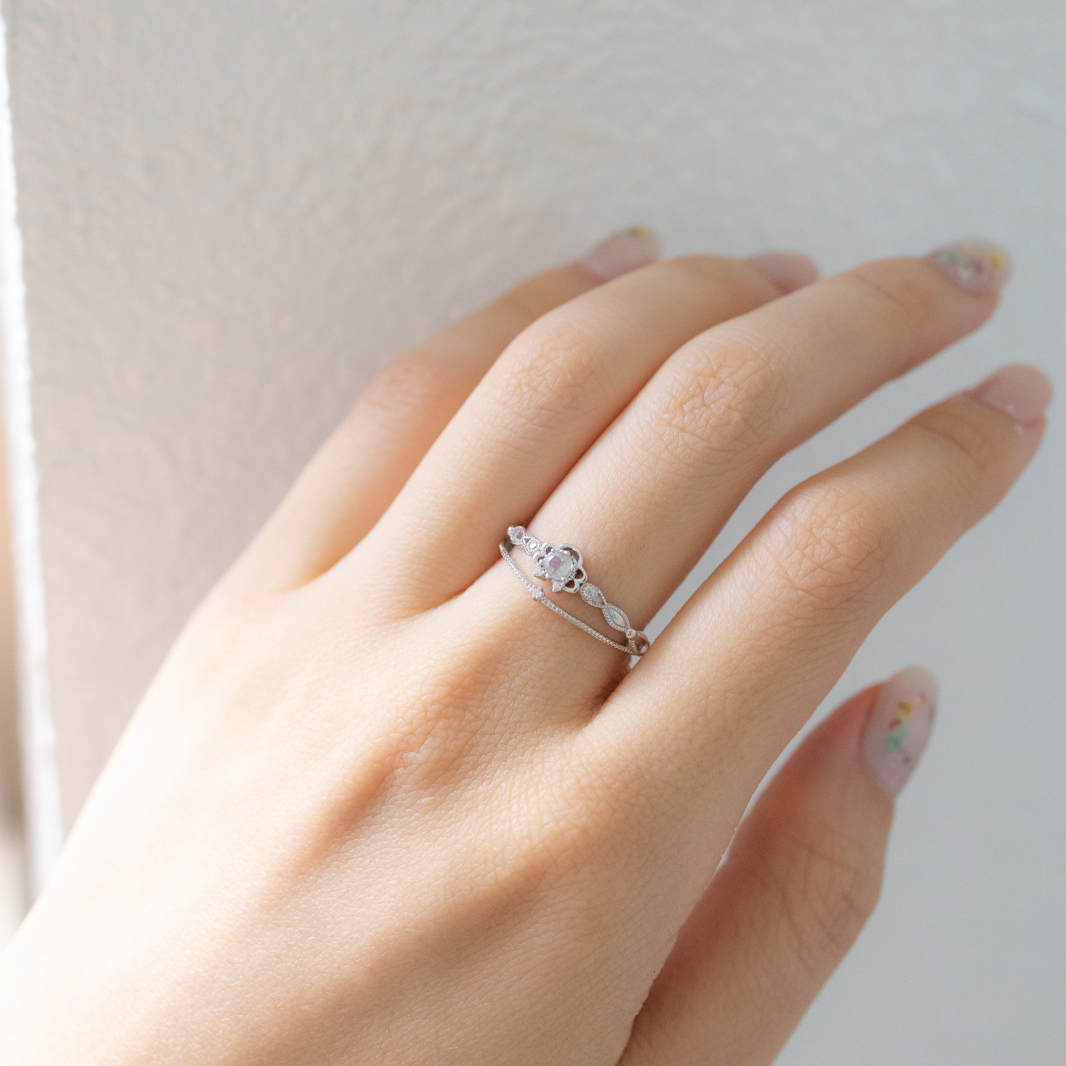 JULIET ADJUSTABLE SILVER RING - LABRADORITE