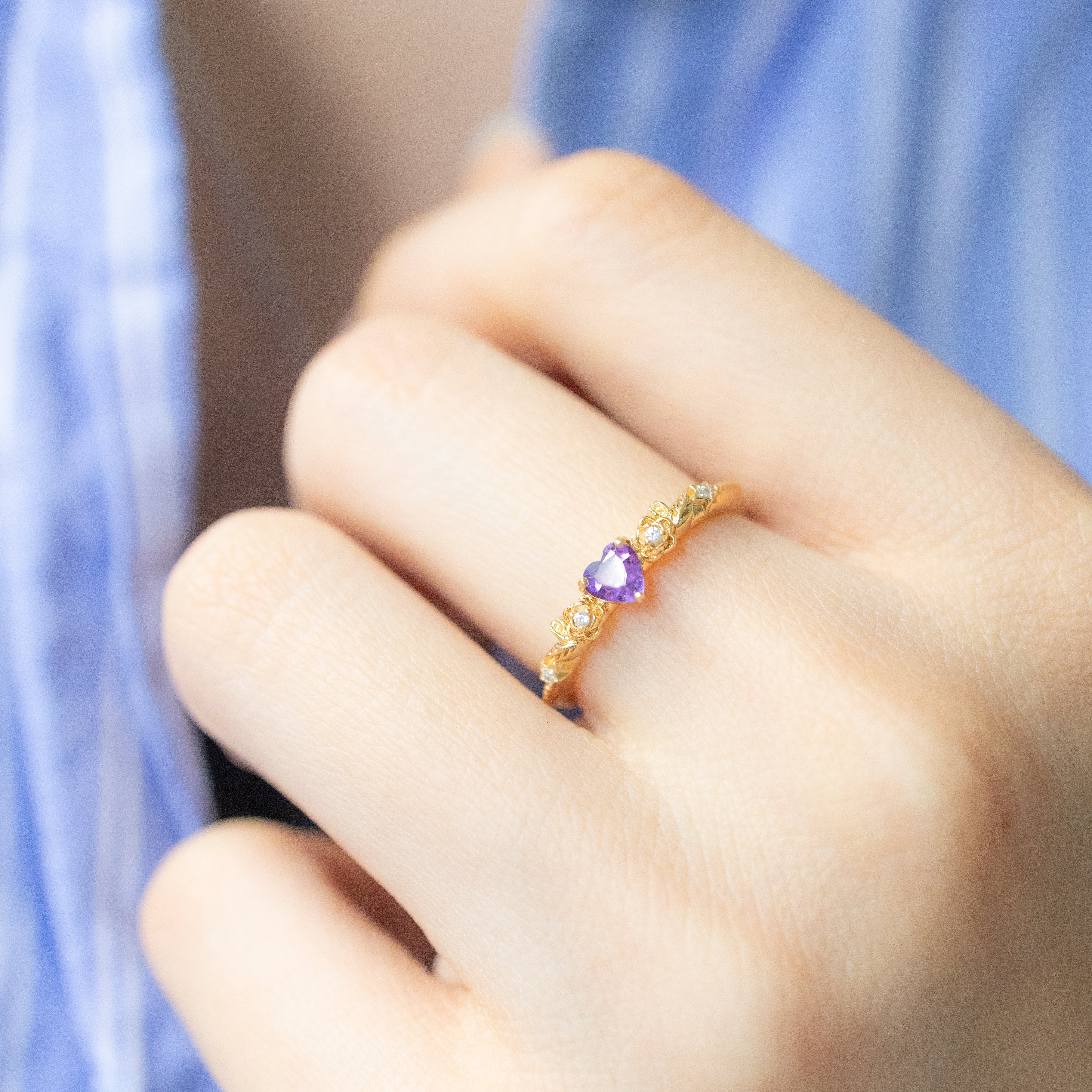 ROSE GARDEN ADJUSTABLE RING - AMETHYST