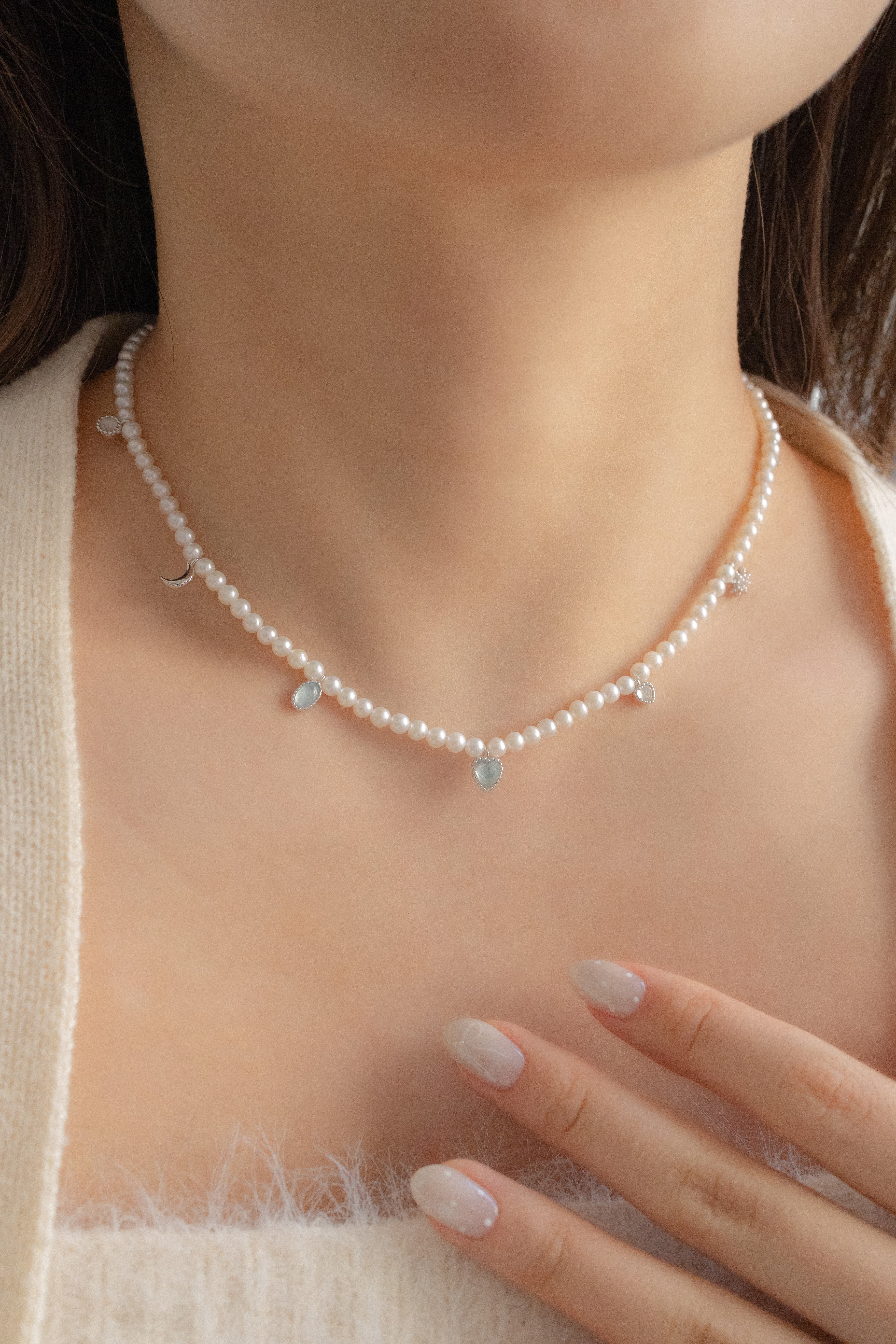 AUDREY PEARL SILVER NECKLACE