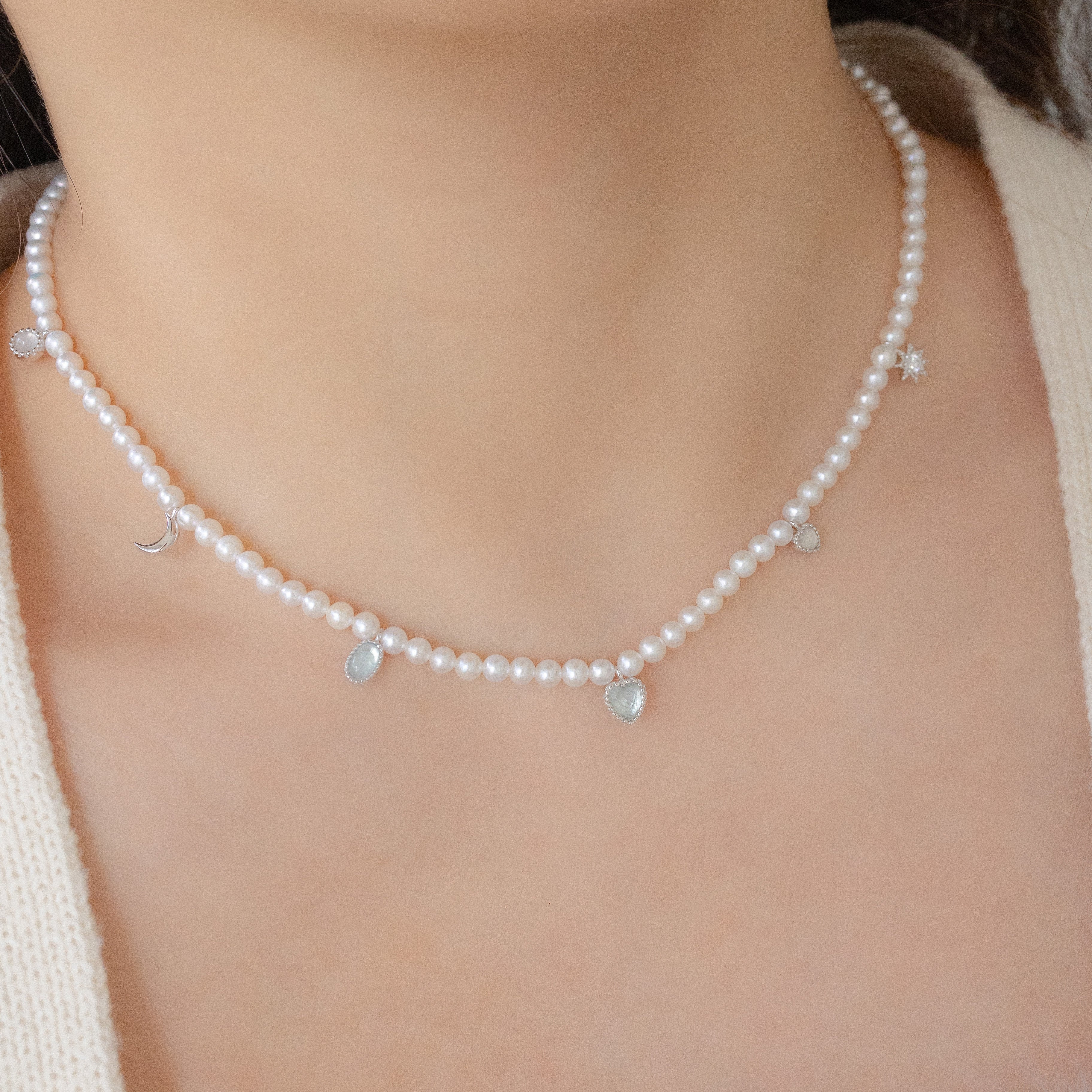 AUDREY PEARL SILVER NECKLACE