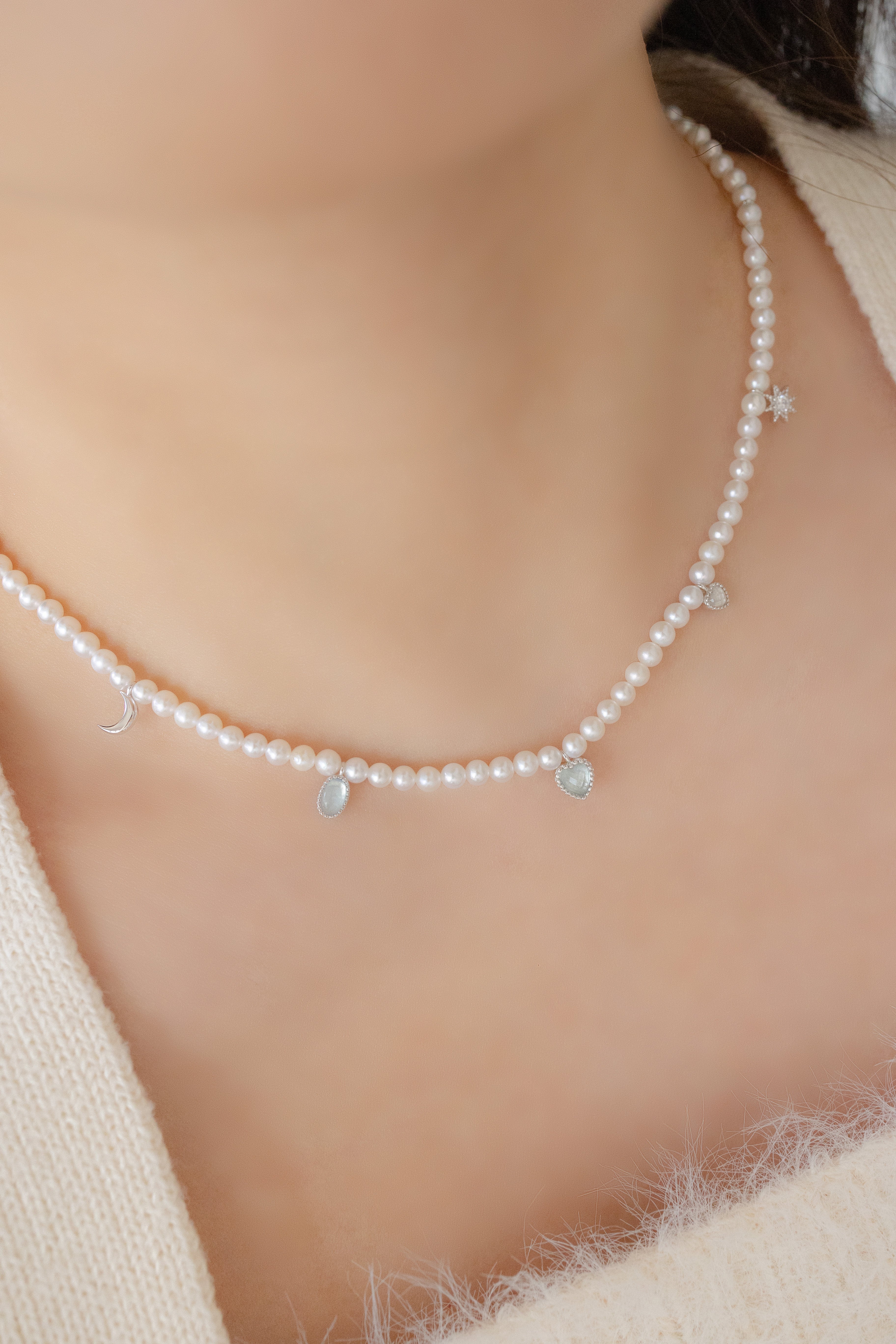 AUDREY PEARL SILVER NECKLACE