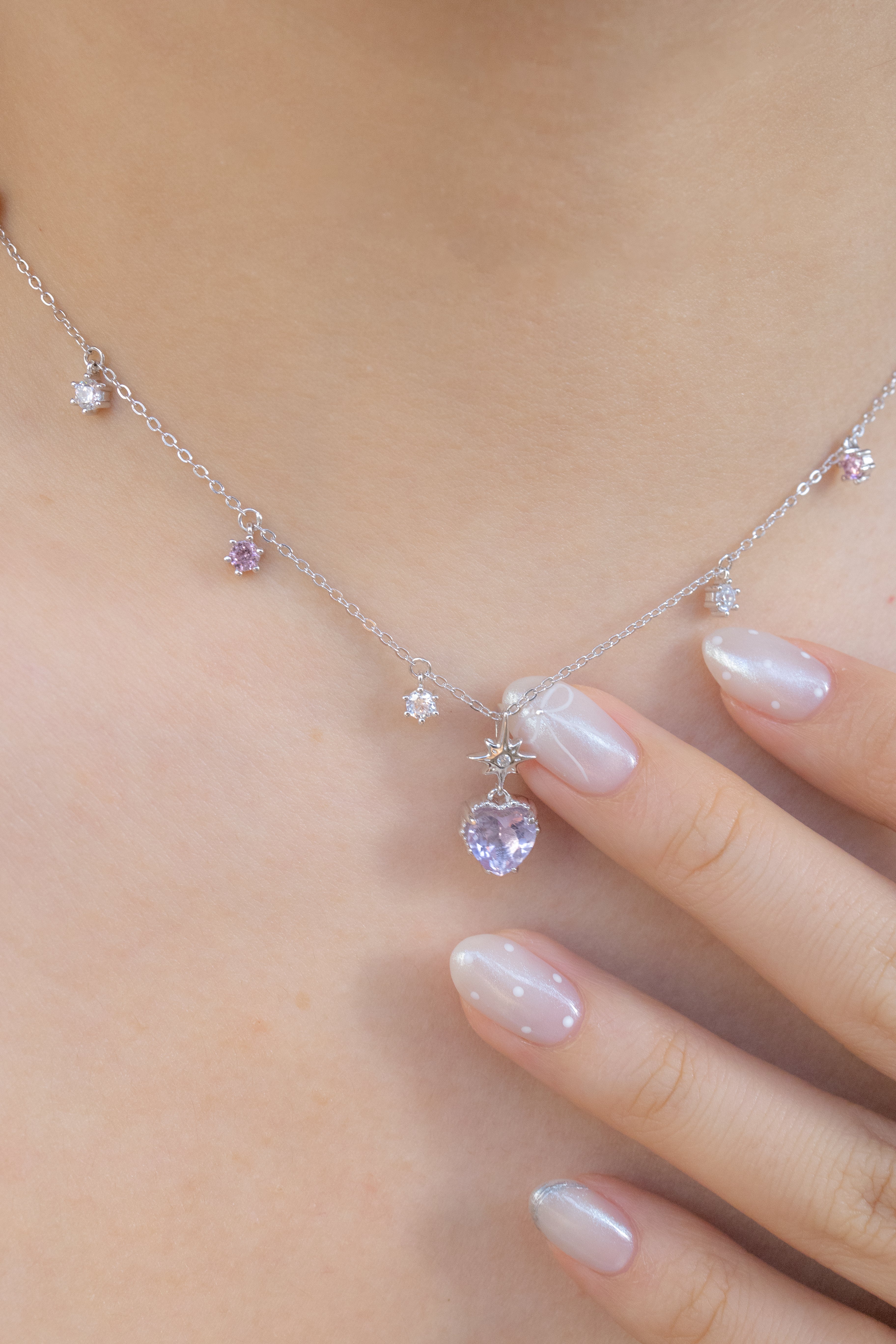 💜LAVENDER TWINKLE SILVER NECKLACE - LAVENDER