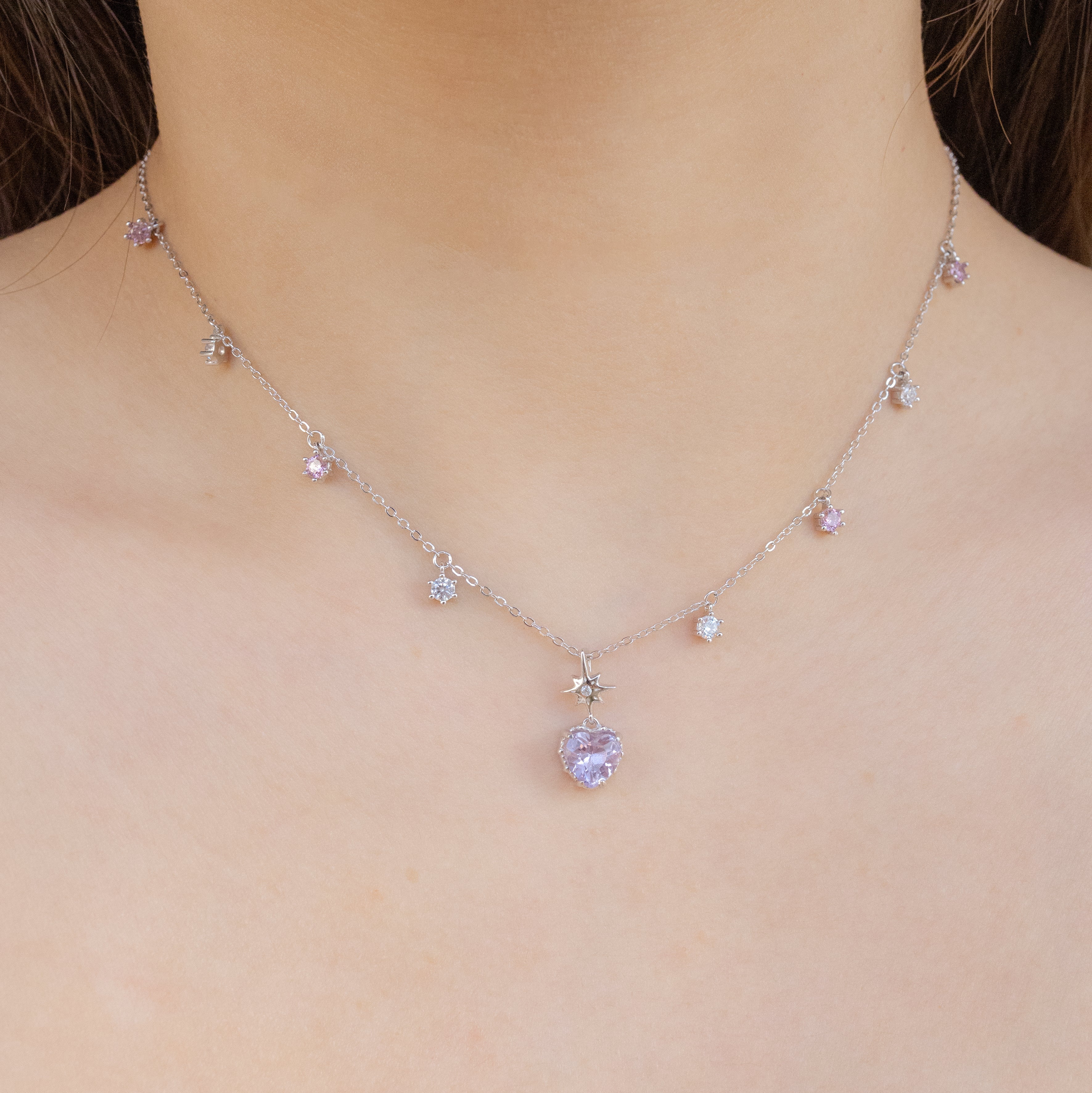 💜LAVENDER TWINKLE SILVER NECKLACE - LAVENDER