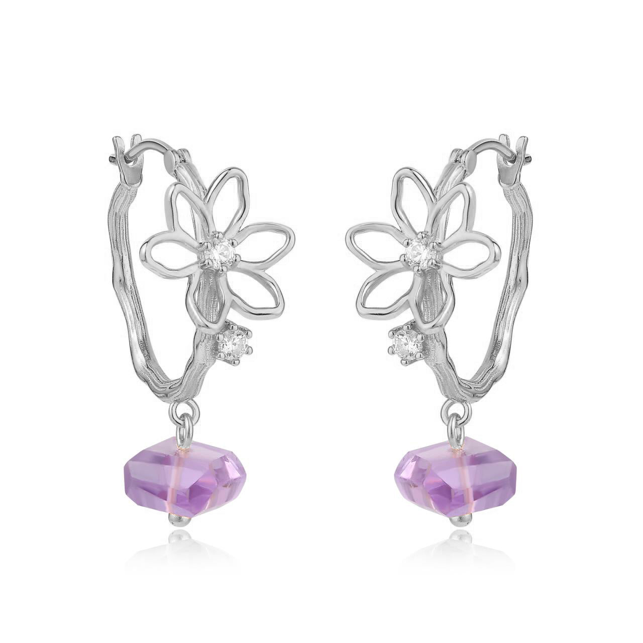 FLOWER BLOOSOM SILVER - AMETHYST