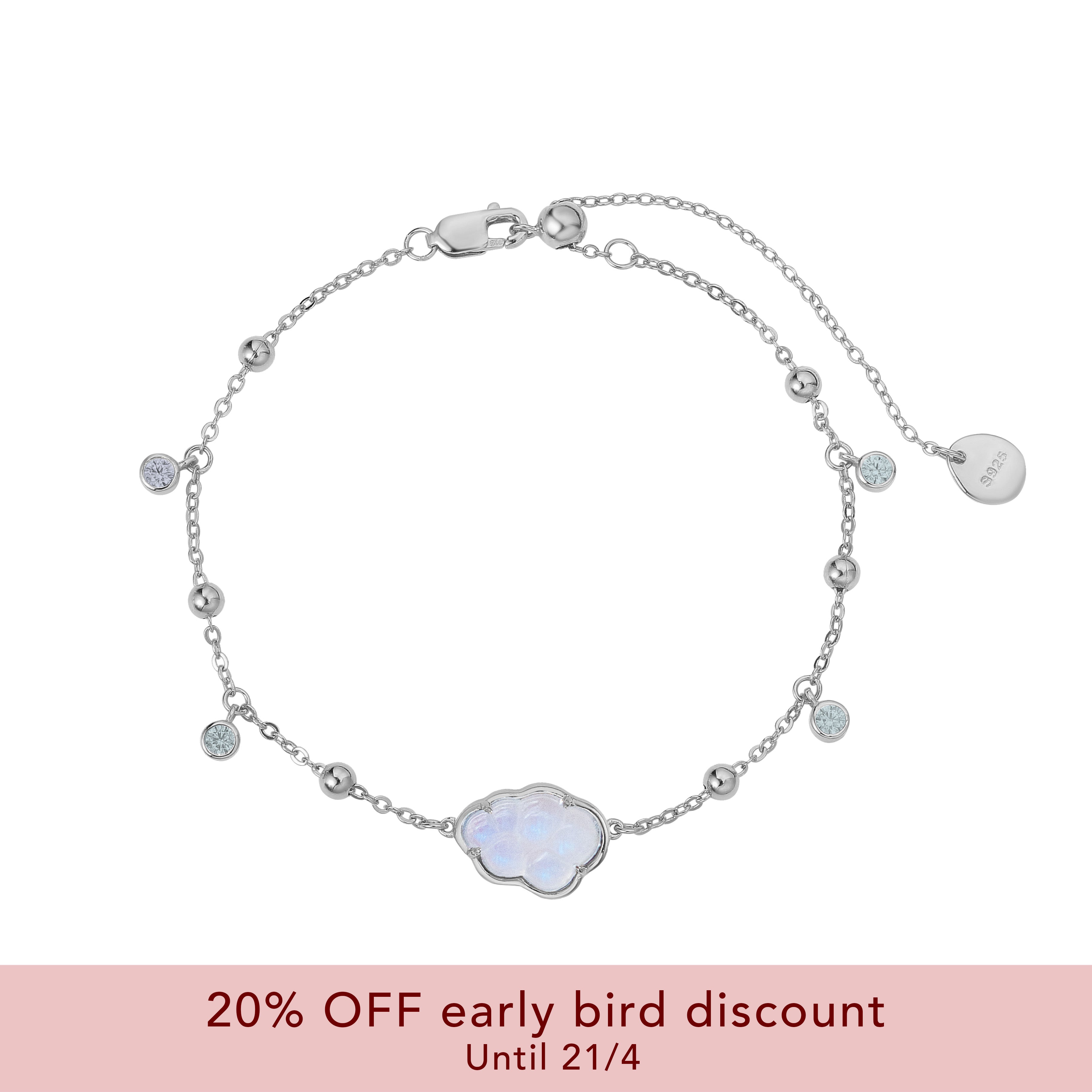 BUBBLE CLOUD SILVER BRACELET - MOONSTONE