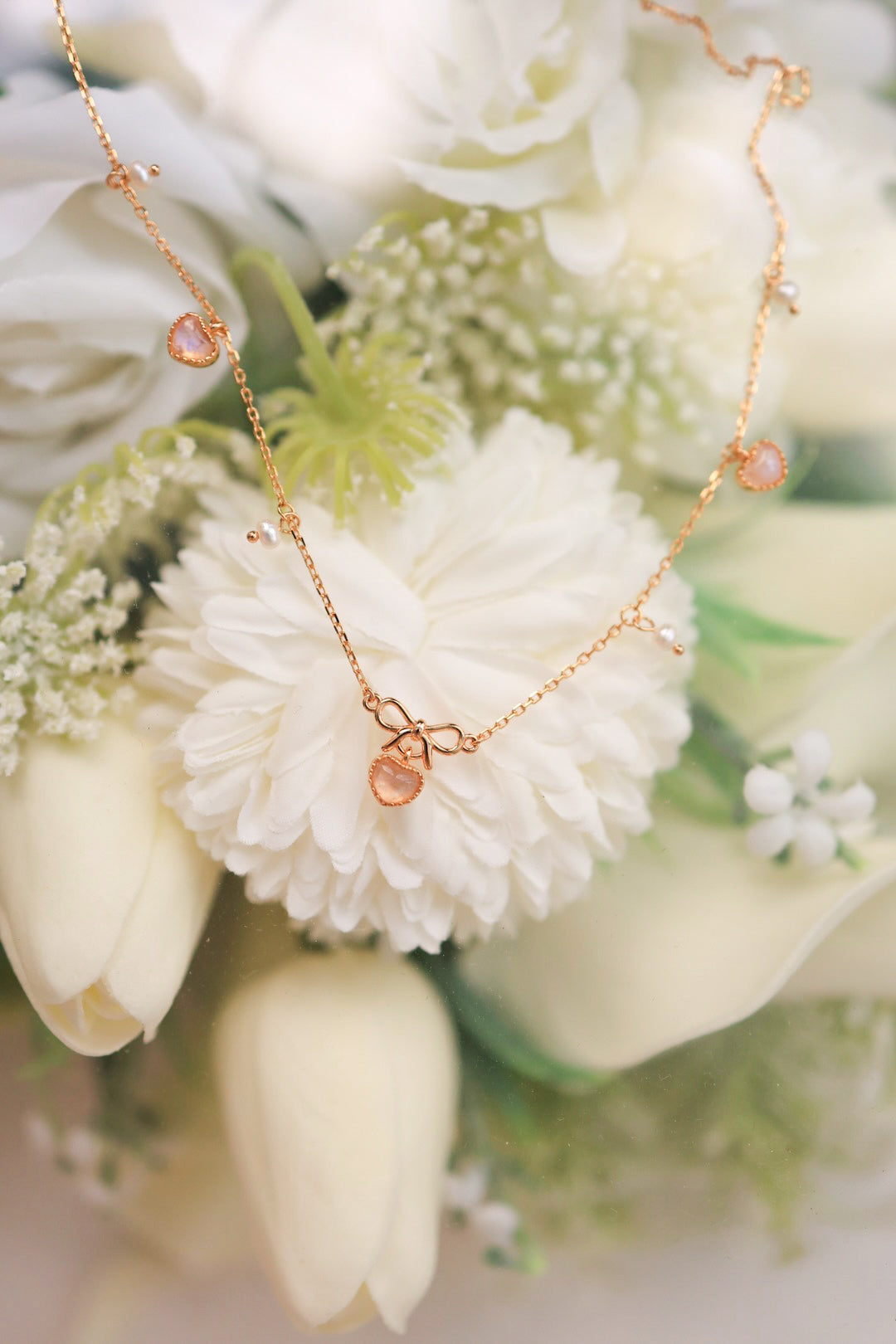 SWEETHEART RIBBON NECKLACE - MOONSTONE