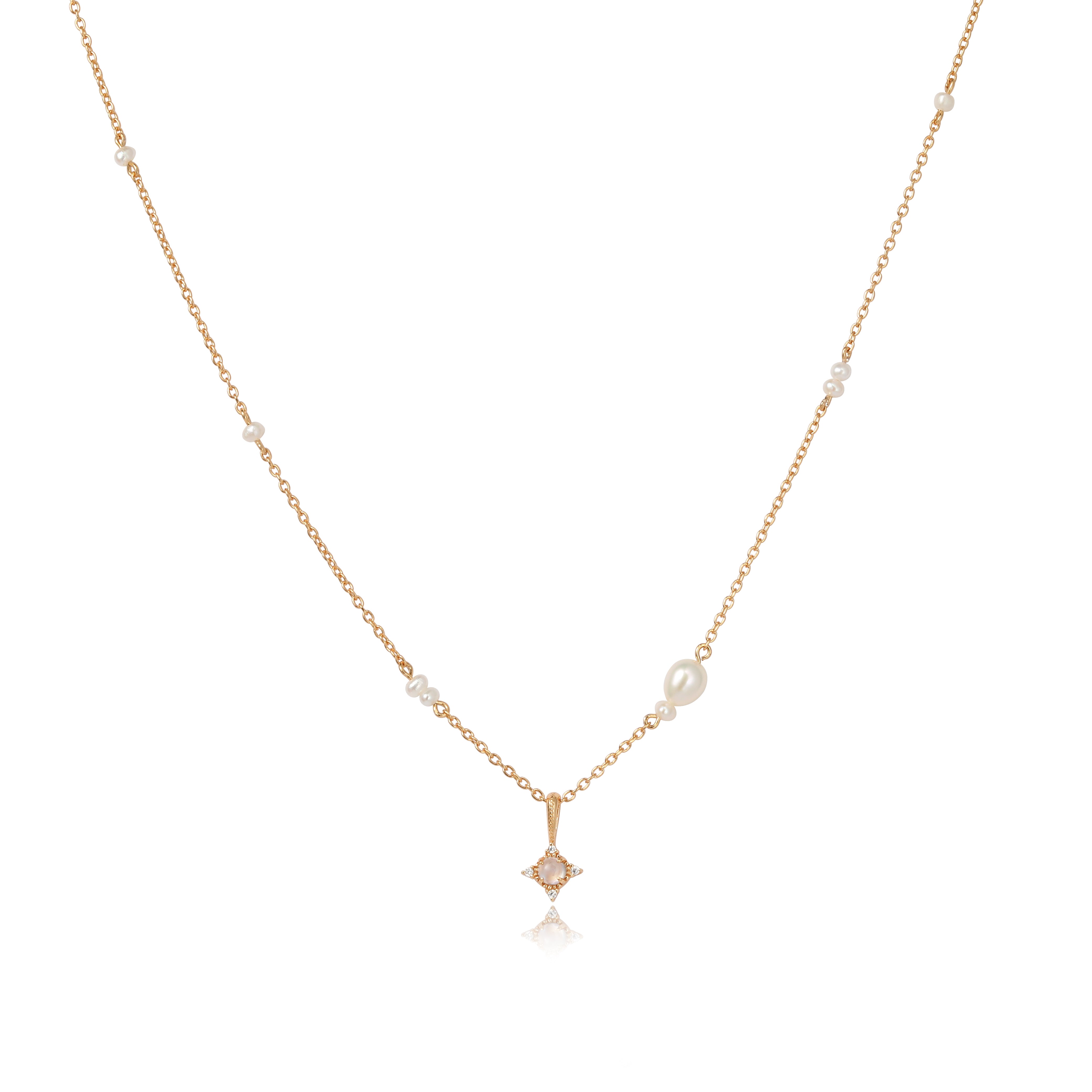 LITTLE STAR WITH PEARLS NECKLACE (MOONSTONE)