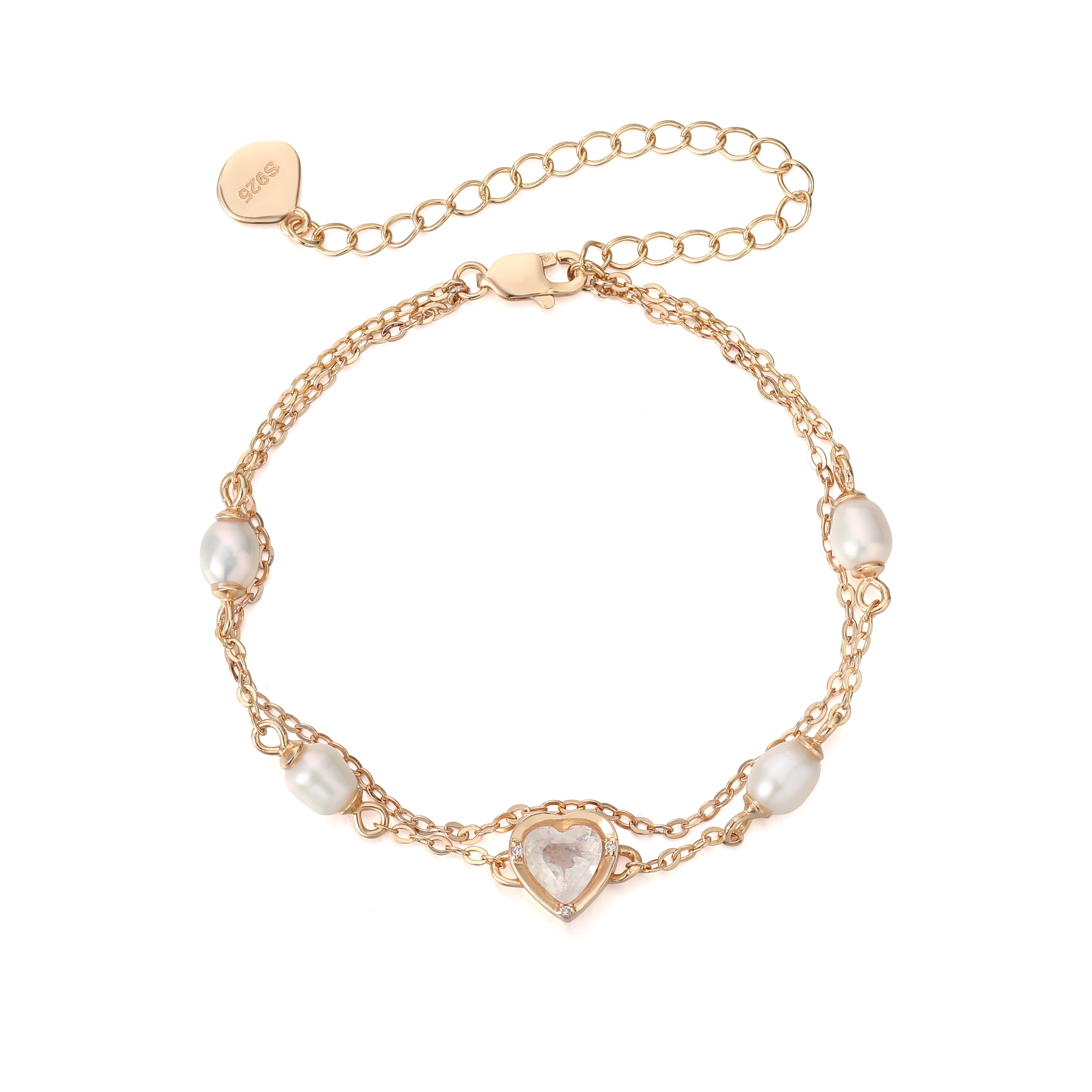 FROSTED LOVE LAYERING BRACELET - MOONSTONE