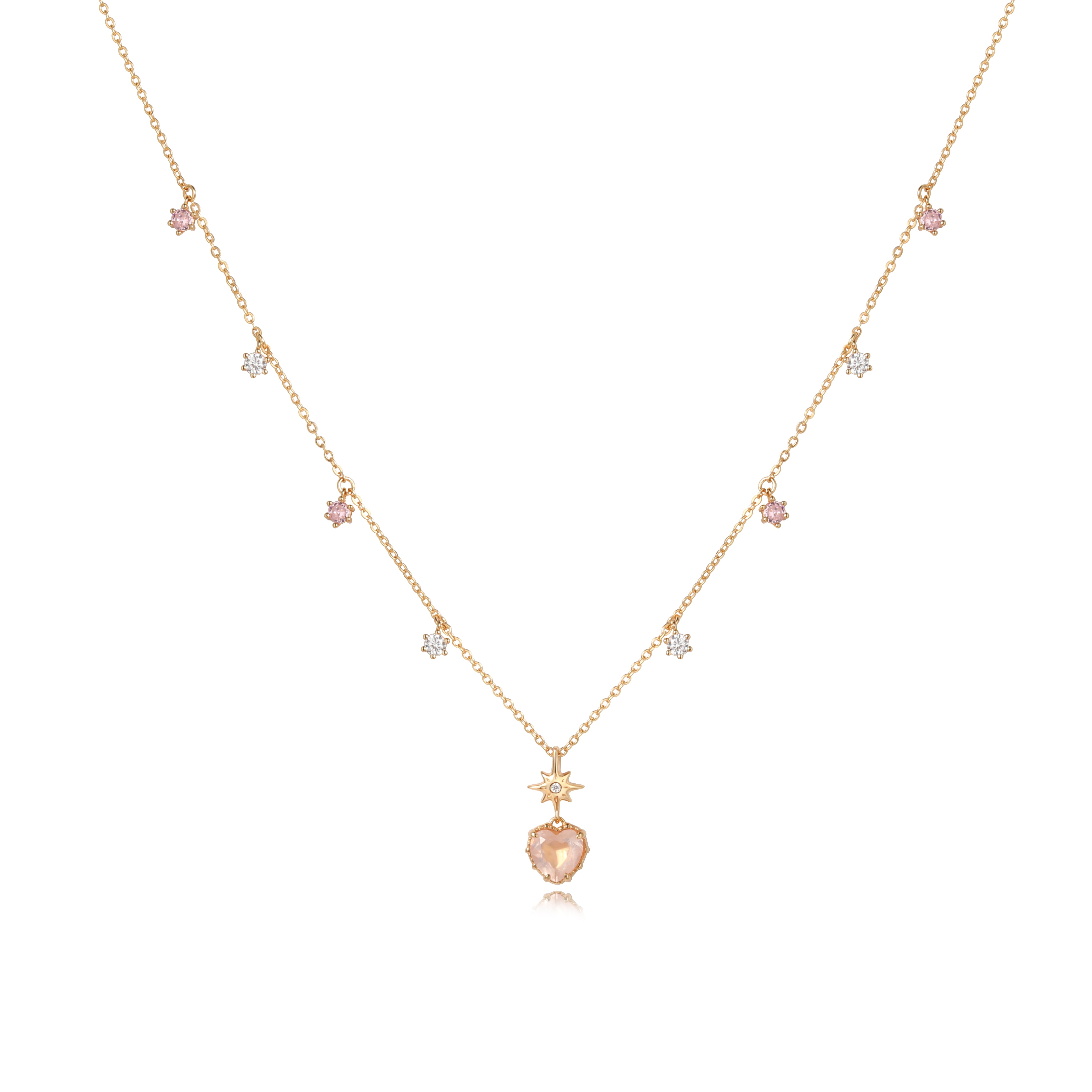 PEACH TWINKLE NECKLACE - ROSE QUARTZ