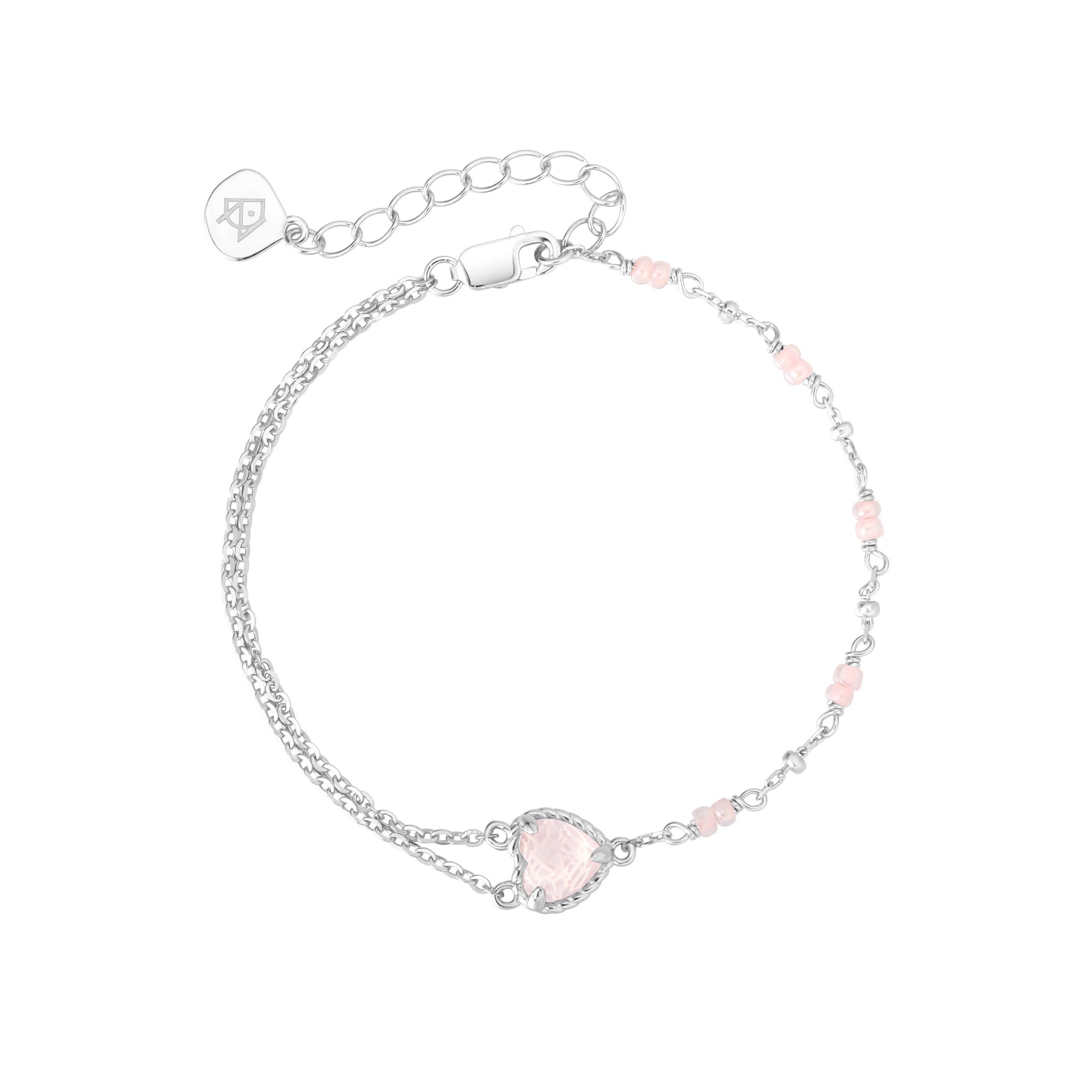 💗HEARTBEAT BUBBLE SILVER BRACELET💗- ROSE QUARTZ