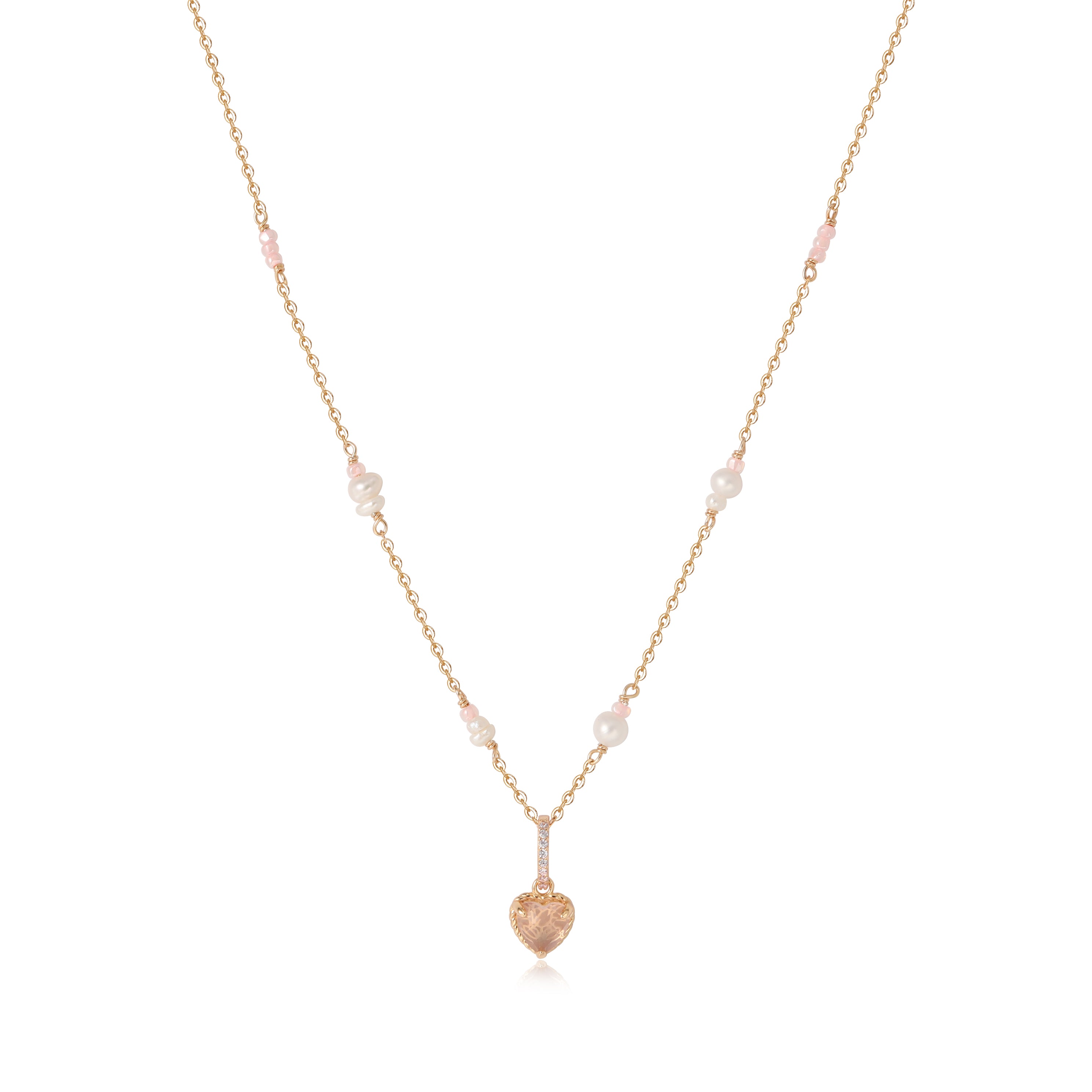 (PRE-ORDER)💗HEARTBEAT BUBBLE NECKLACE💗- ROSE QUARTZ