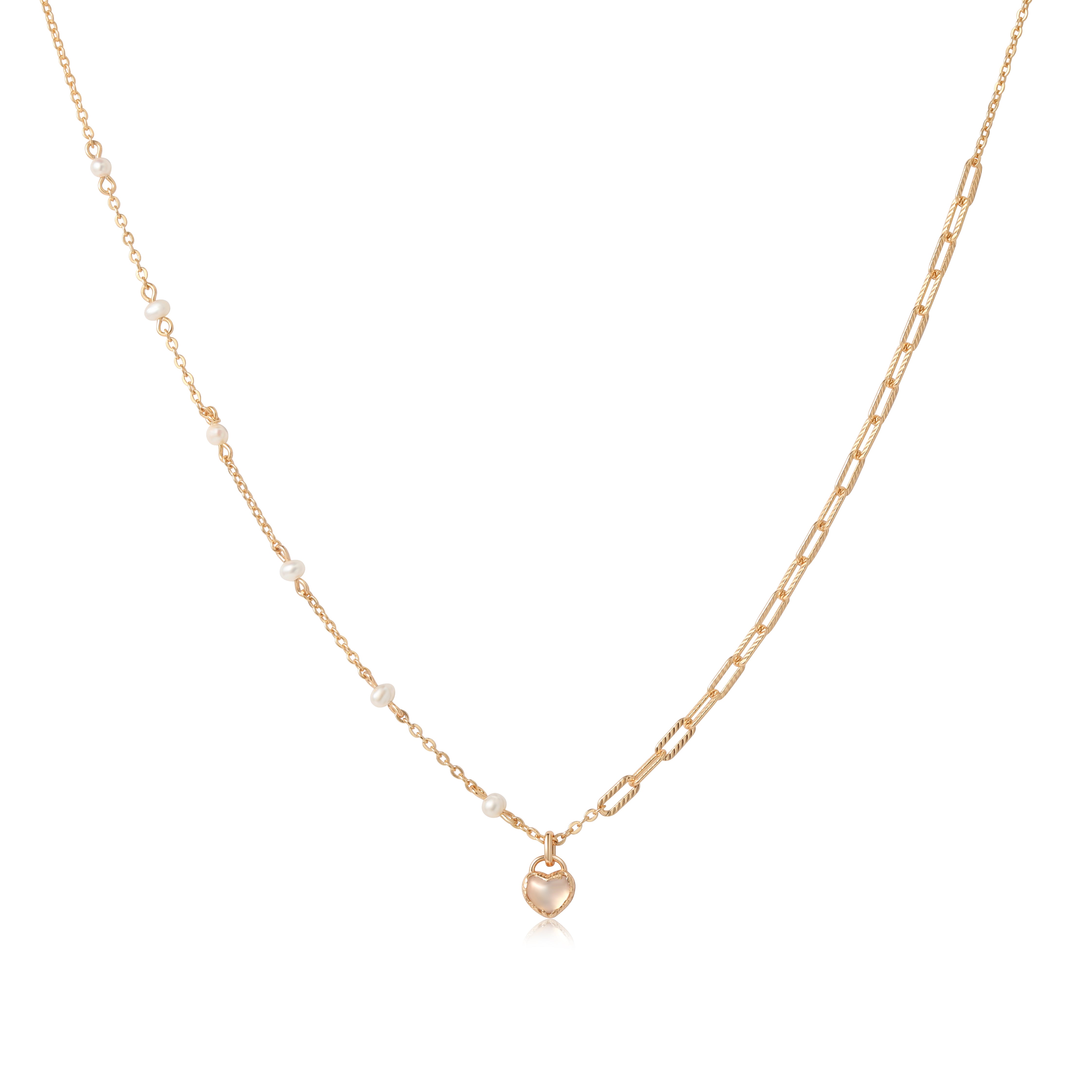 MINI LOVE LOCK NECKLACE - MOONSTONE & PEARLS