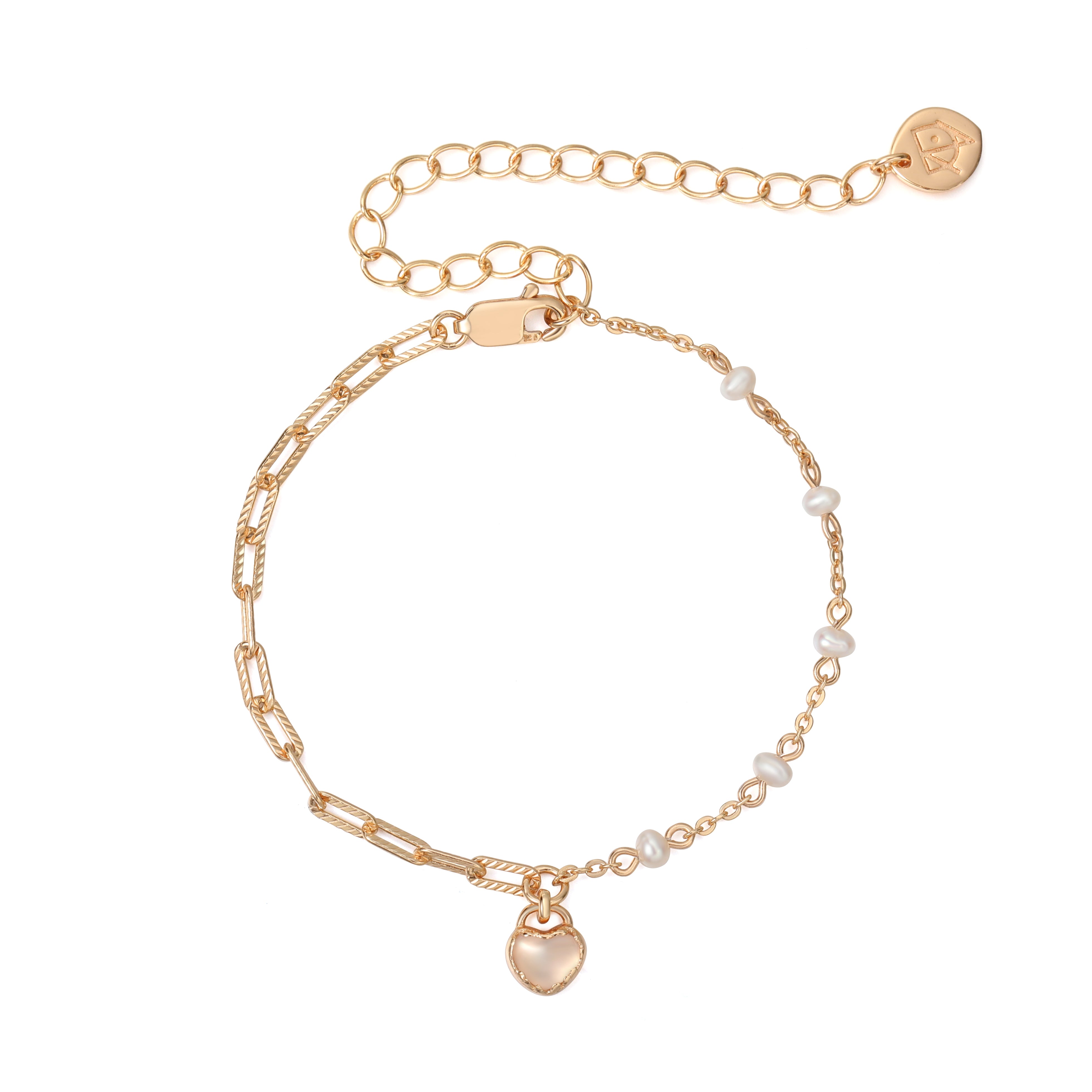MINI LOVE LOCK BRACELET - MOONSTONE & PEARLS