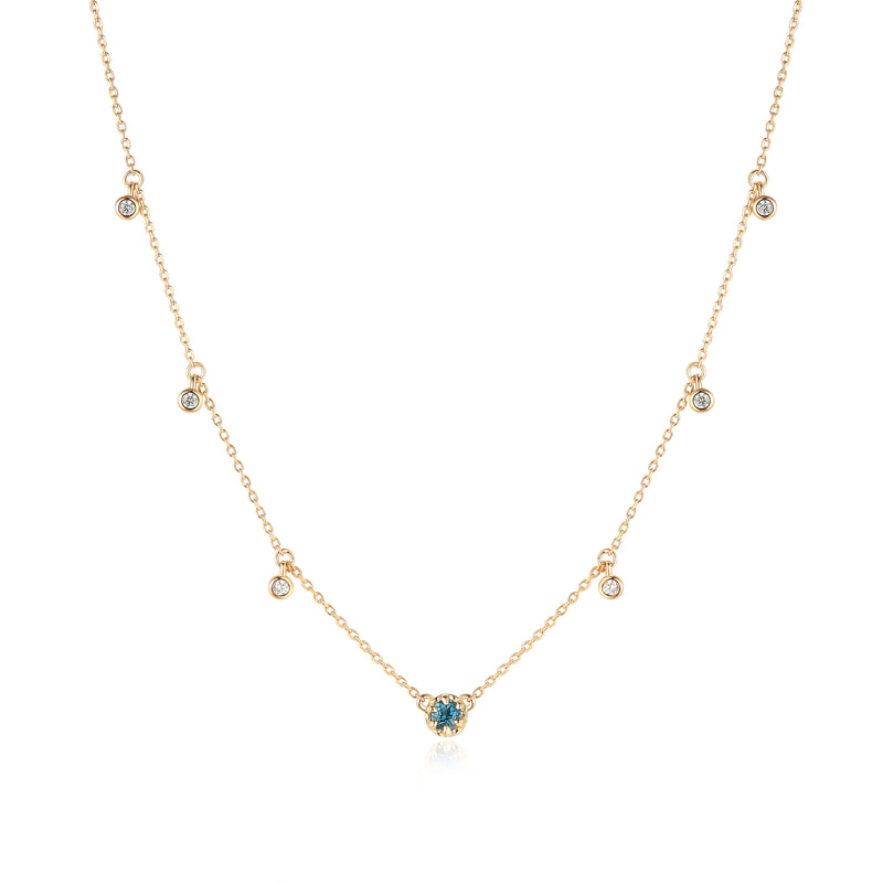 London blue topaz birth stone gift in 18k gold plated on silver