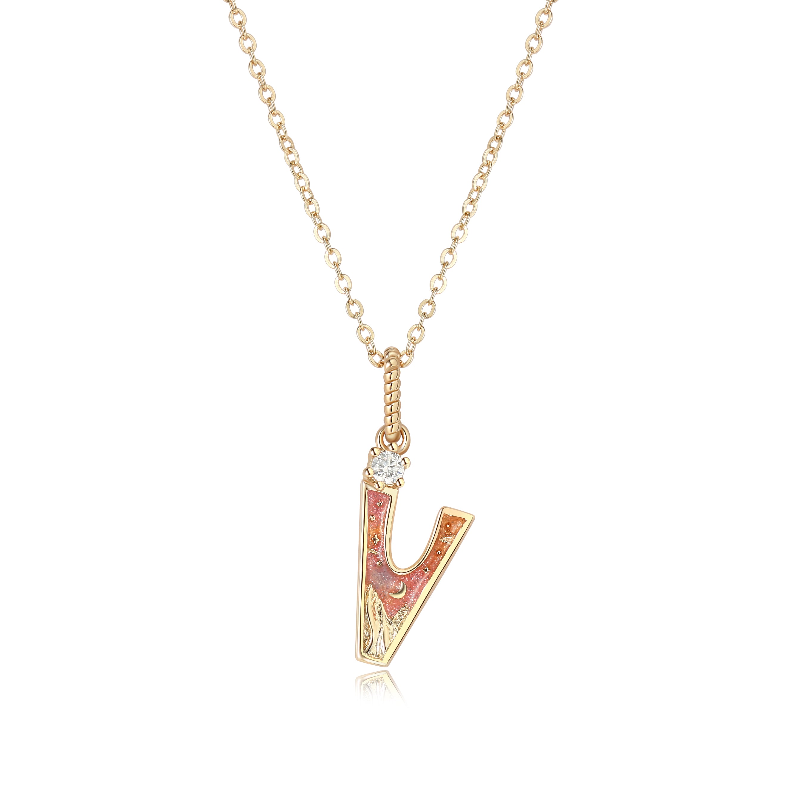 LETTER V NECKLACE - SUNSET - ALPHABET COLLECTION