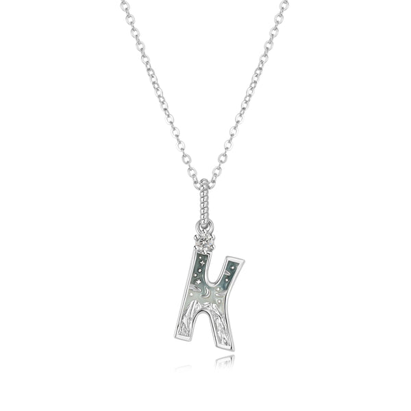 LETTER K SILVER NECKLACE - MIDNIGHT - ALPHABET COLLECTION