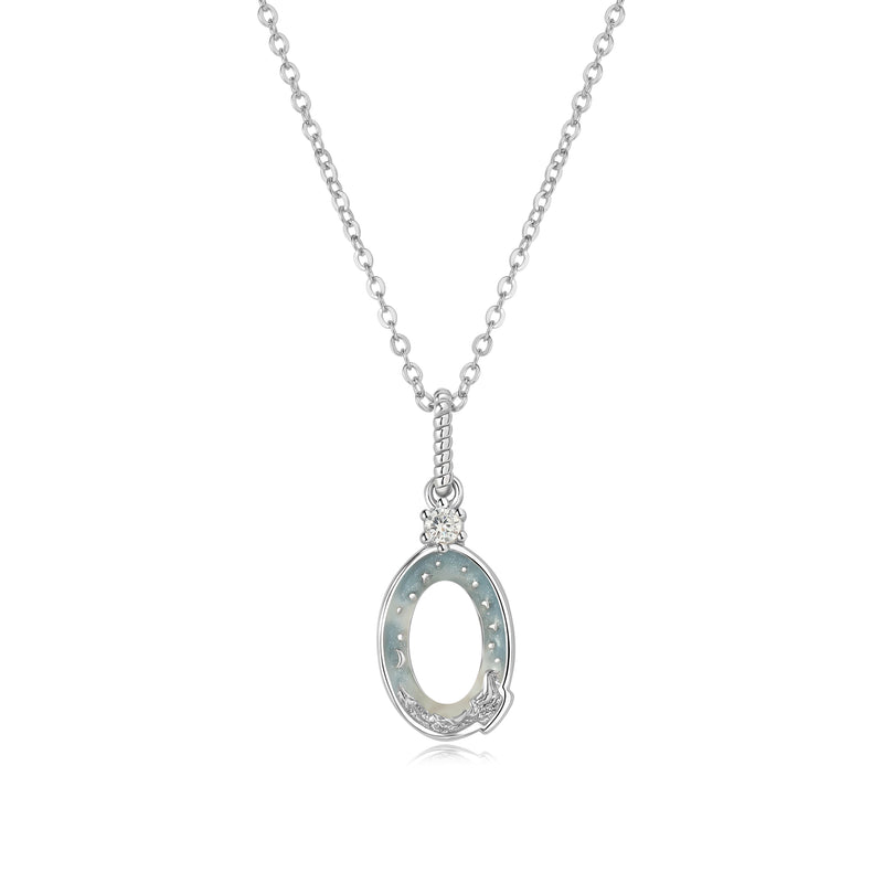 LETTER Q SILVER NECKLACE - MIDNIGHT - ALPHABET COLLECTION