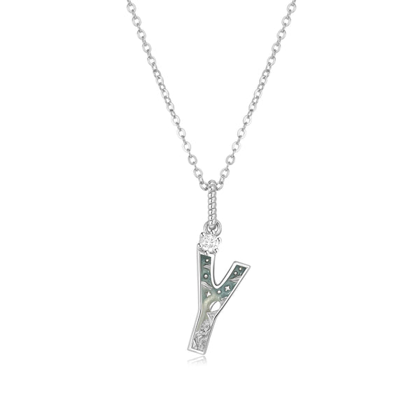 LETTER Y SILVER NECKLACE - MIDNIGHT - ALPHABET COLLECTION