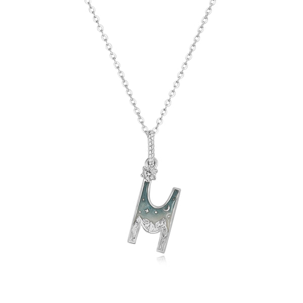 LETTER M SILVER NECKLACE - MIDNIGHT - ALPHABET COLLECTION