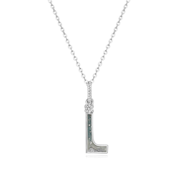 LETTER L SILVER NECKLACE - MIDNIGHT - ALPHABET COLLECTION