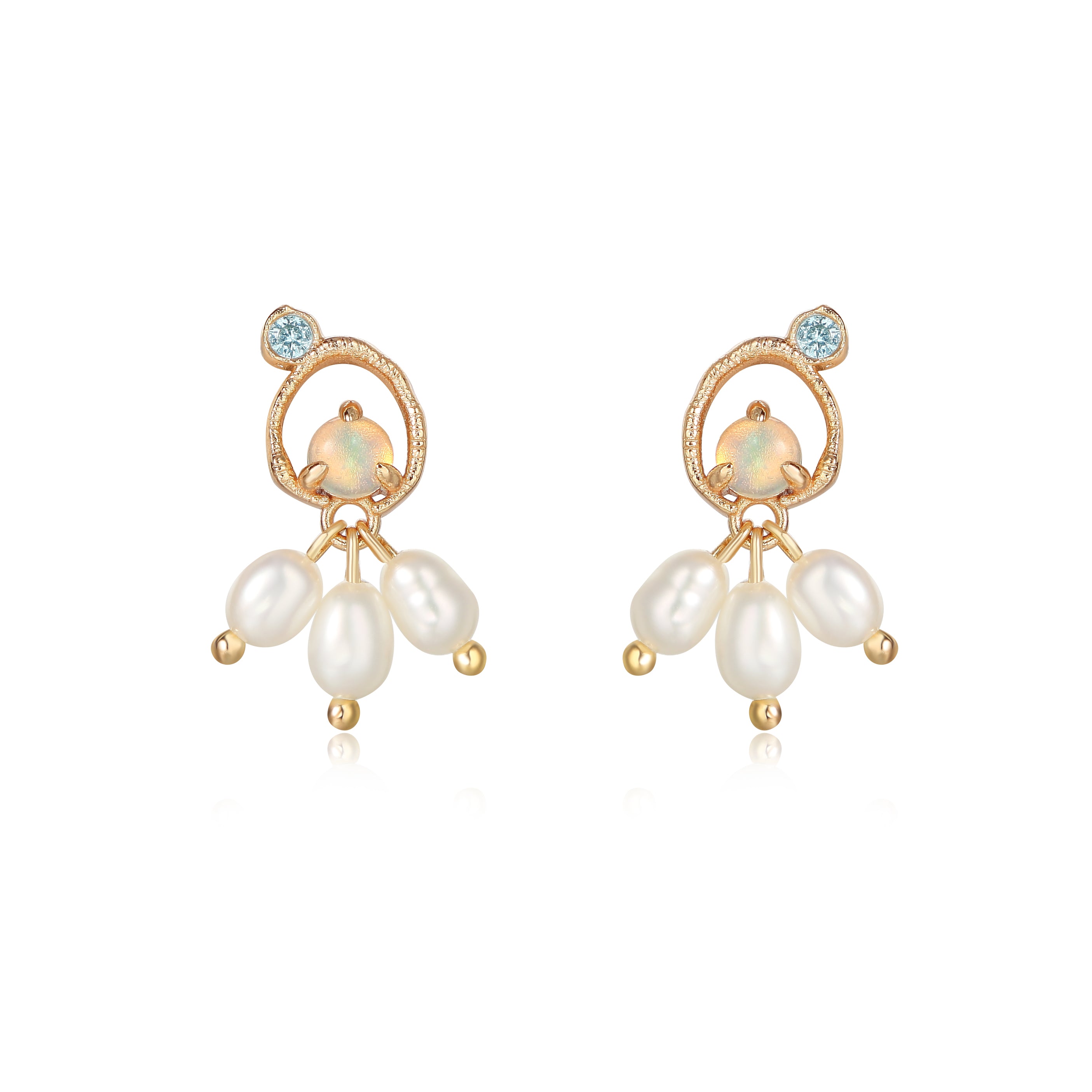 LITTLE TRIPLE TREASURES EARRINGS - OPAL - BAROQUE PEARL