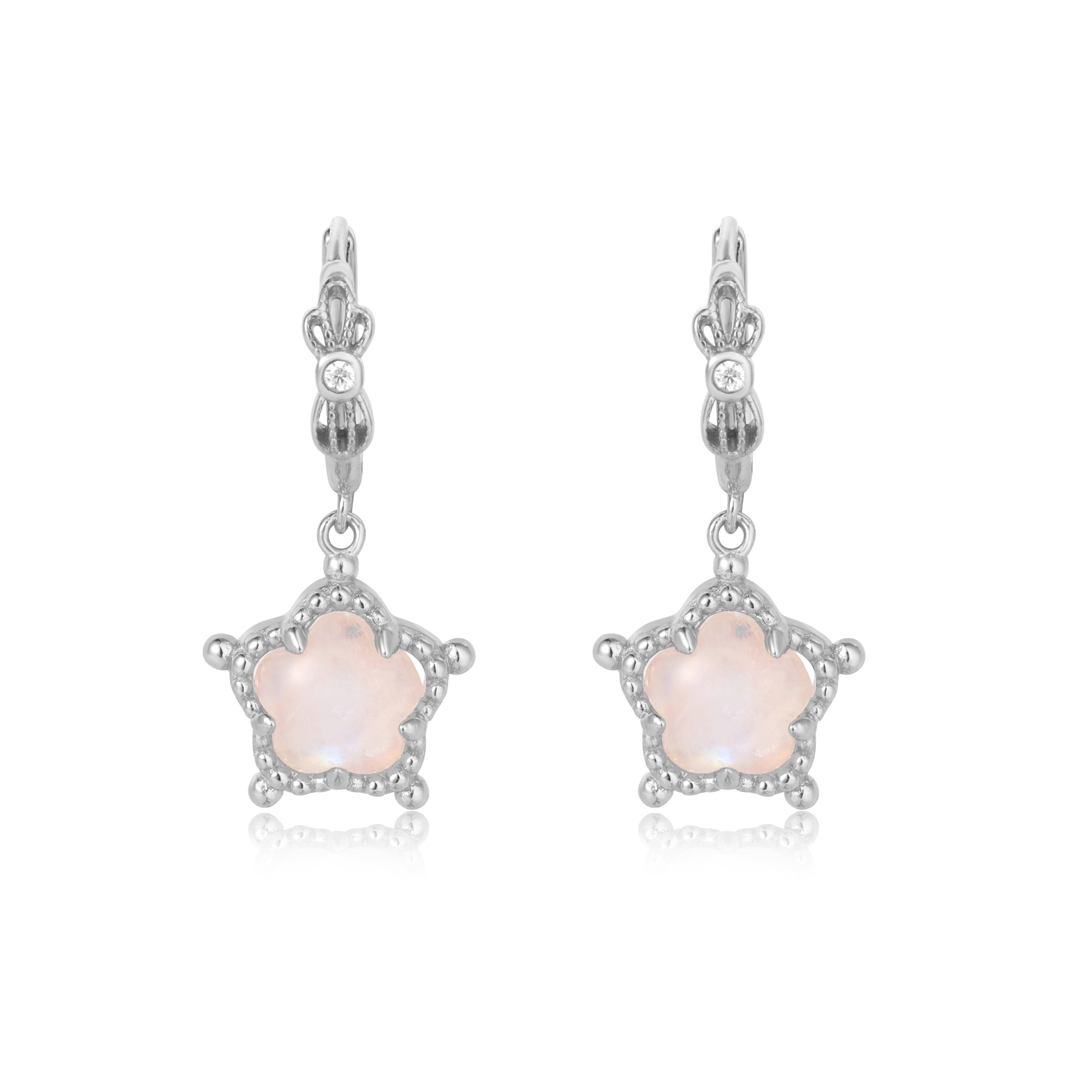 BUBBLE FLORA SILVER EARRINGS - MOONSTONE