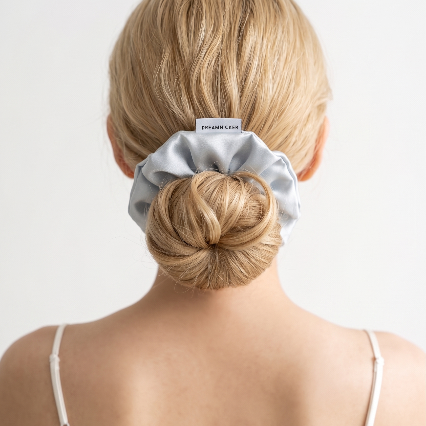 HANDMADE BIG SATIN SILK SCRUNCHIES (LIGHT GREY)