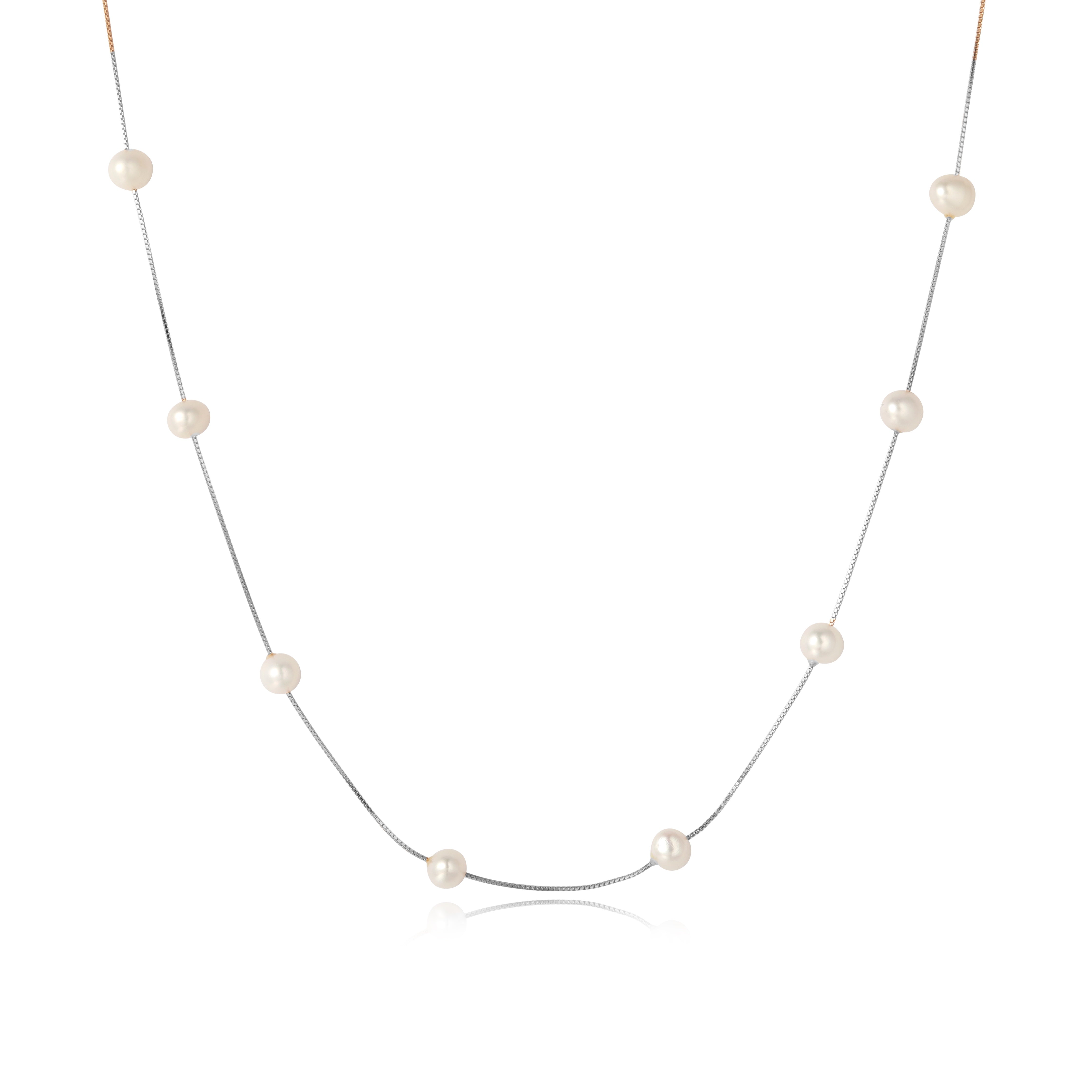 (HIDDEN DESIGNS) PEARL SILVER NECKLACE