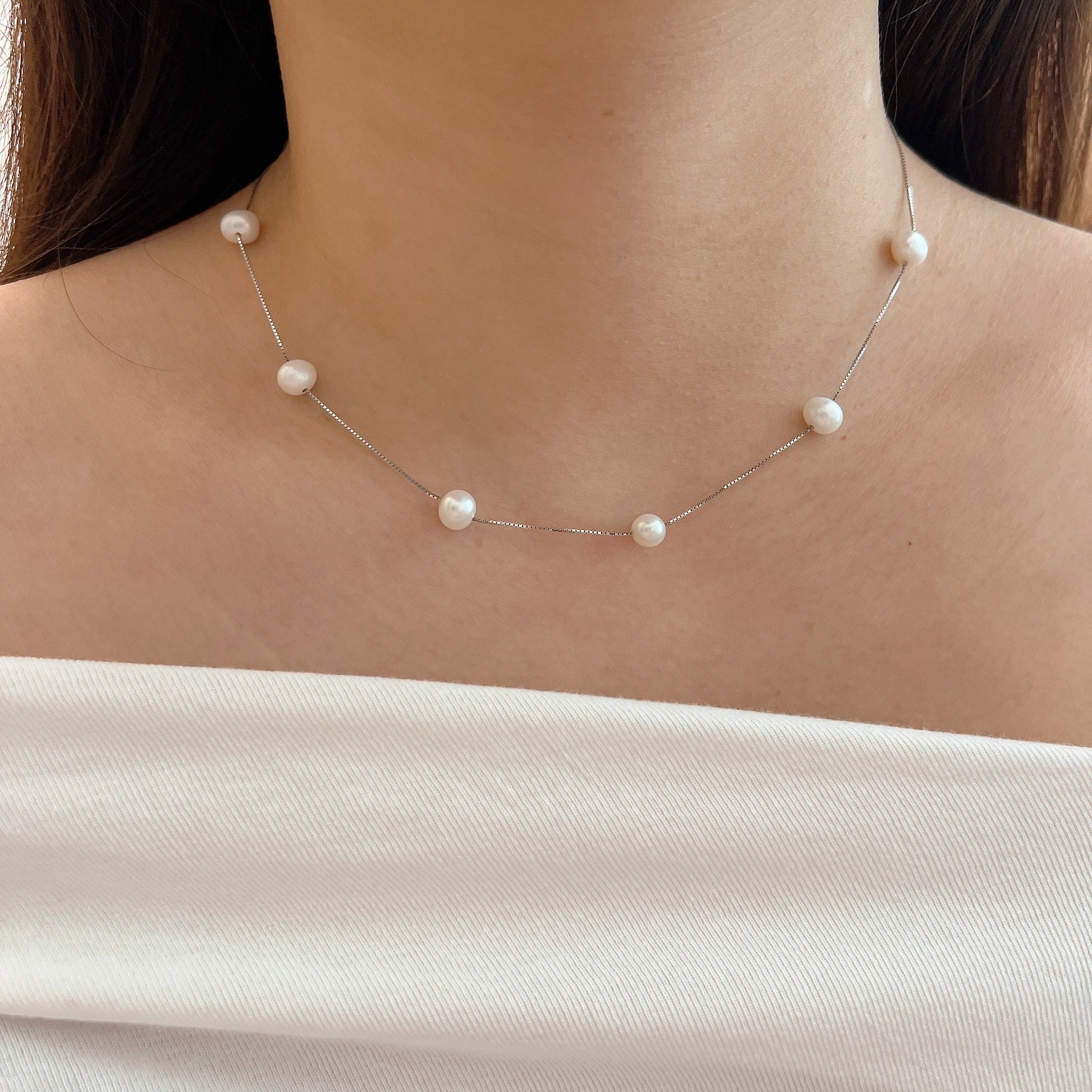 (HIDDEN DESIGNS) PEARL SILVER NECKLACE
