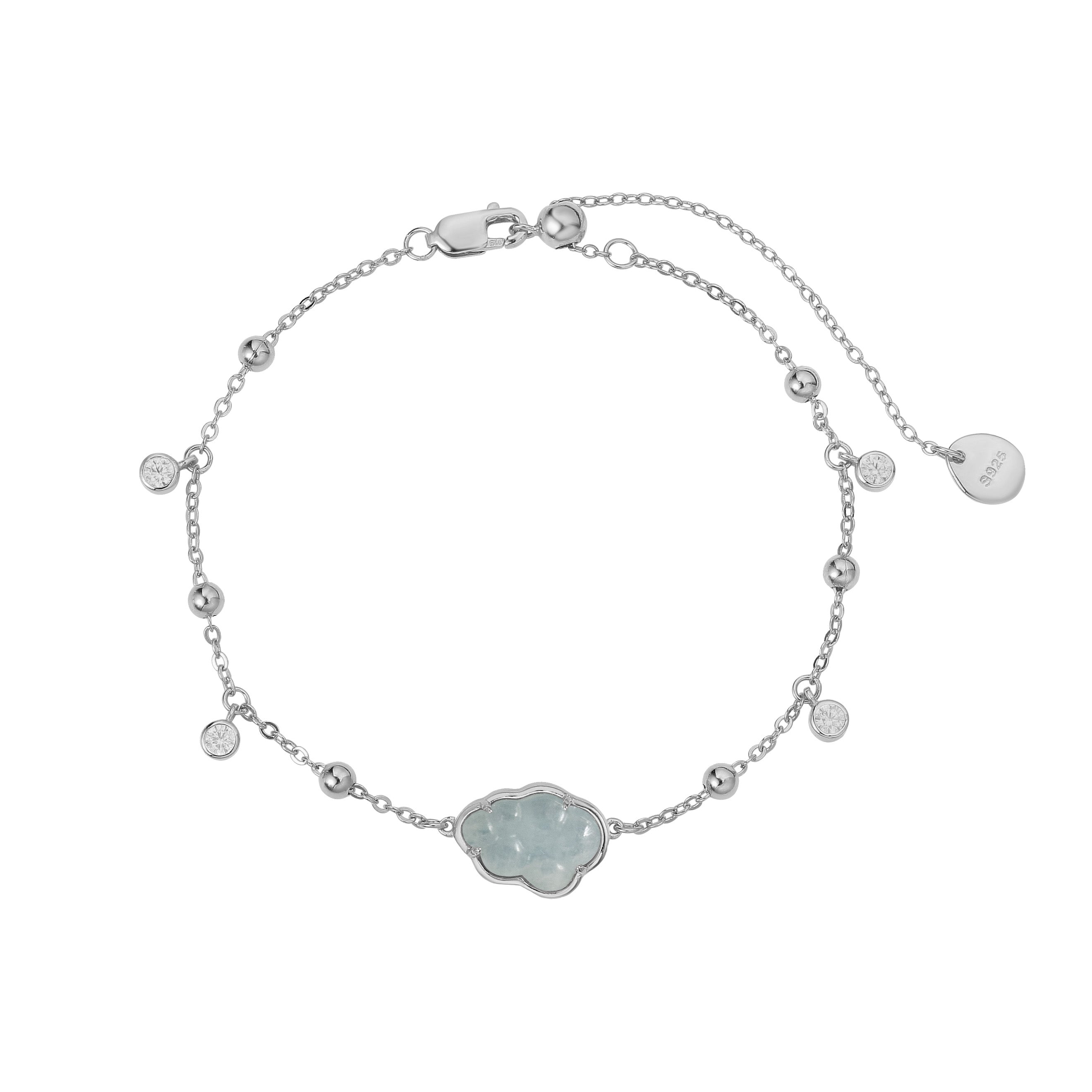 BUBBLE CLOUD SILVER BRACELET - AQUAMARINE