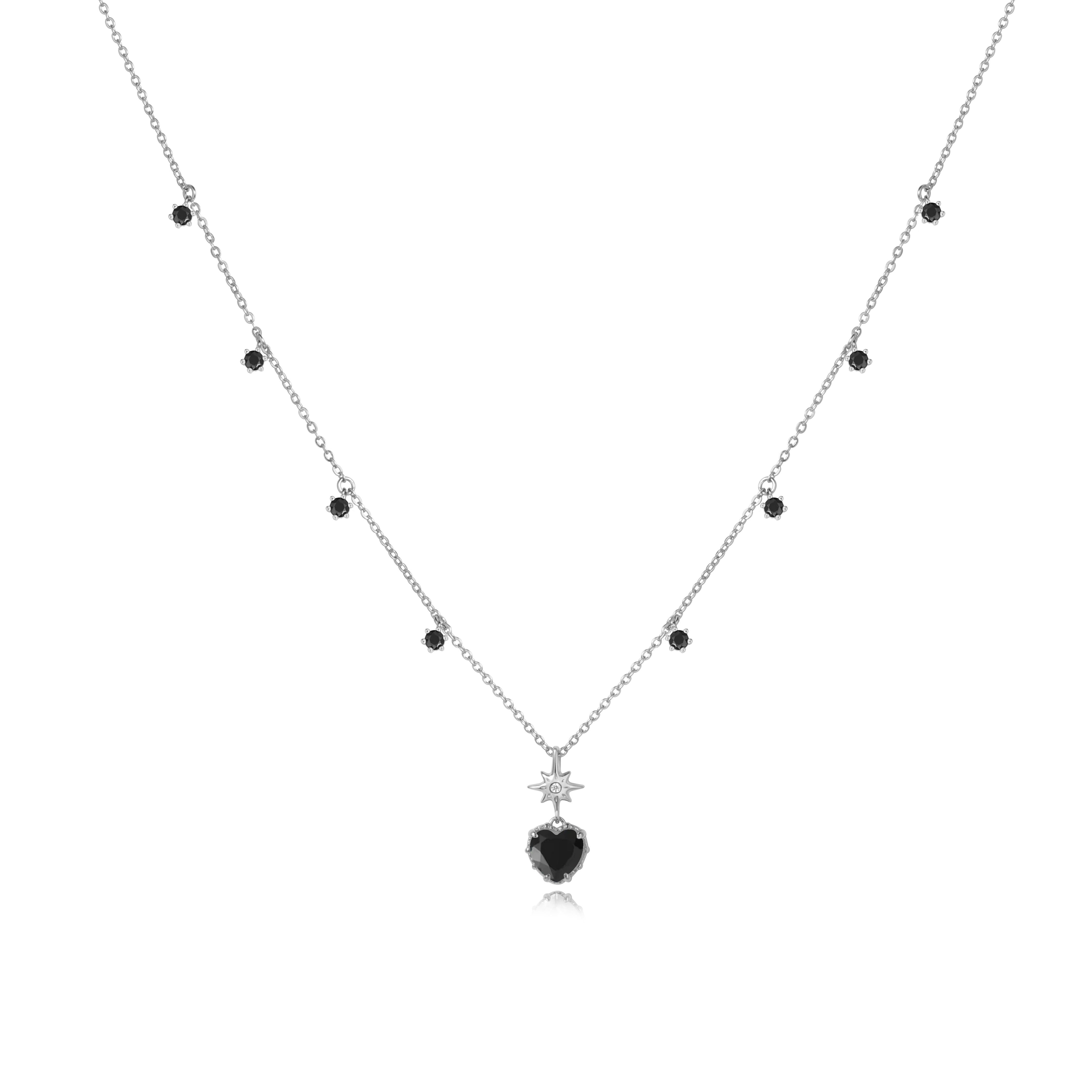 DARK TWINKLE SILVER NECKLACE - OBSIDIAN