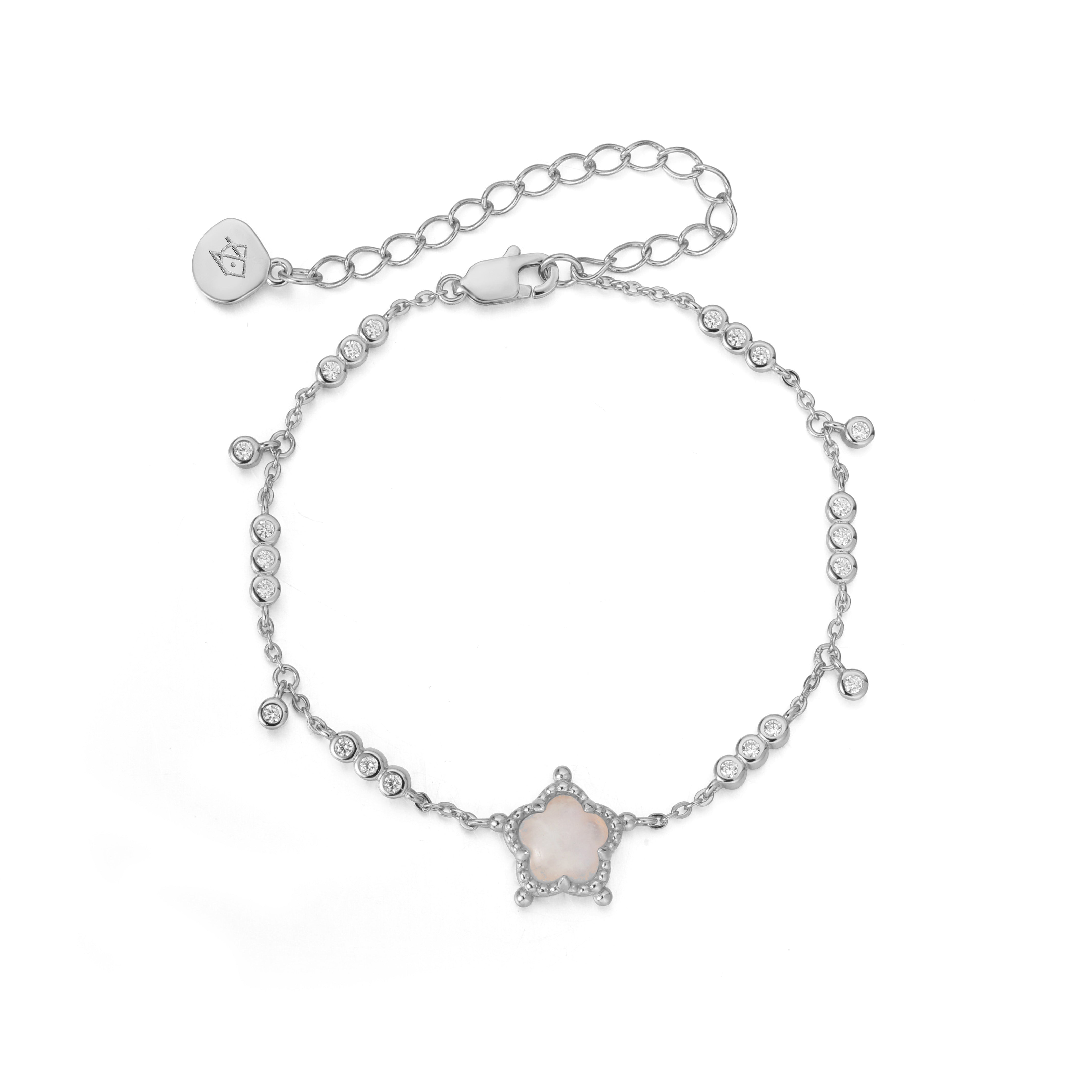 BUBBLE FLORA SILVER BRACELET - MOONSTONE