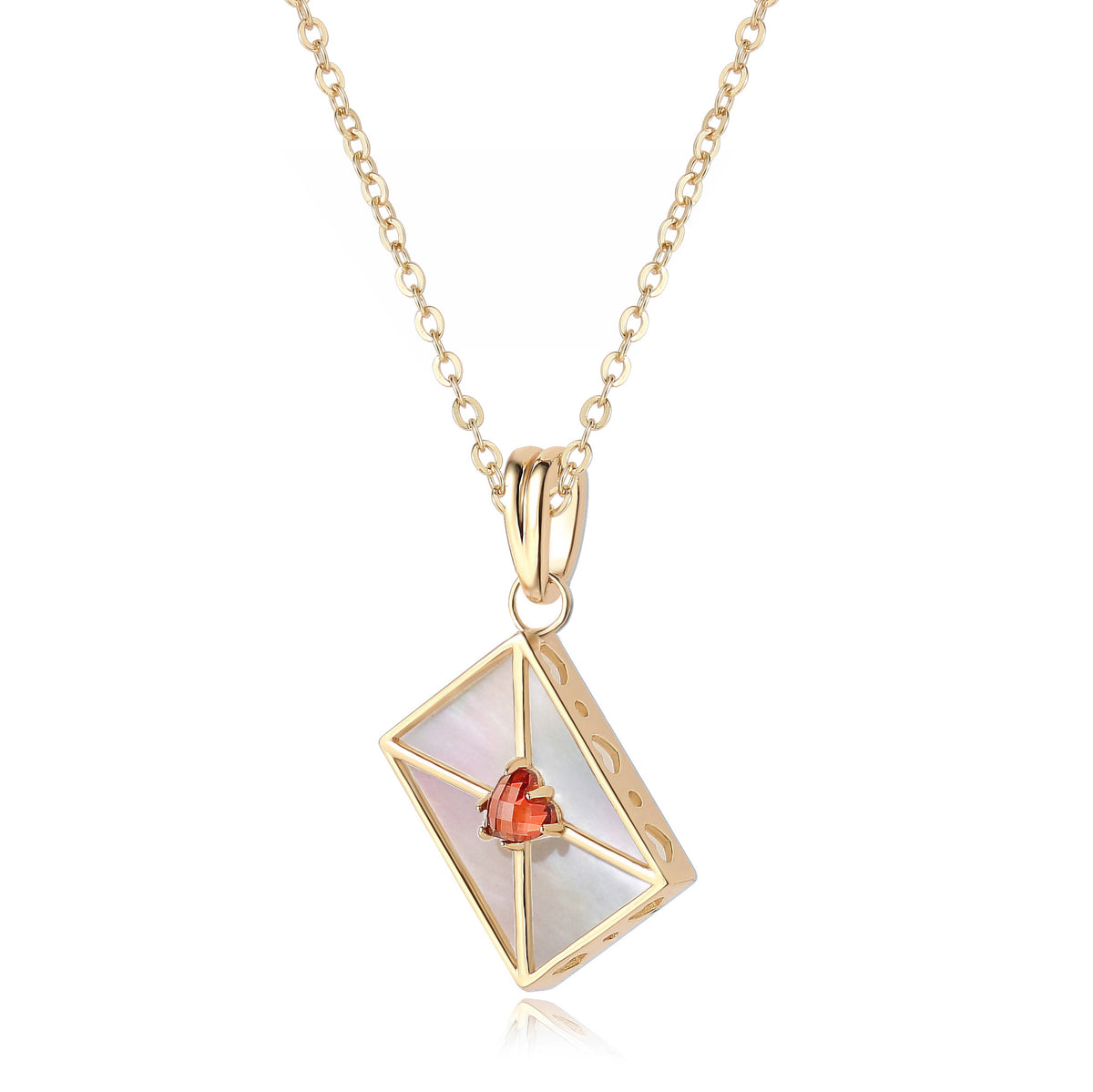 WROTE ME A LOVE LETTER GOLD NECKLACE - PEARL & GARNET