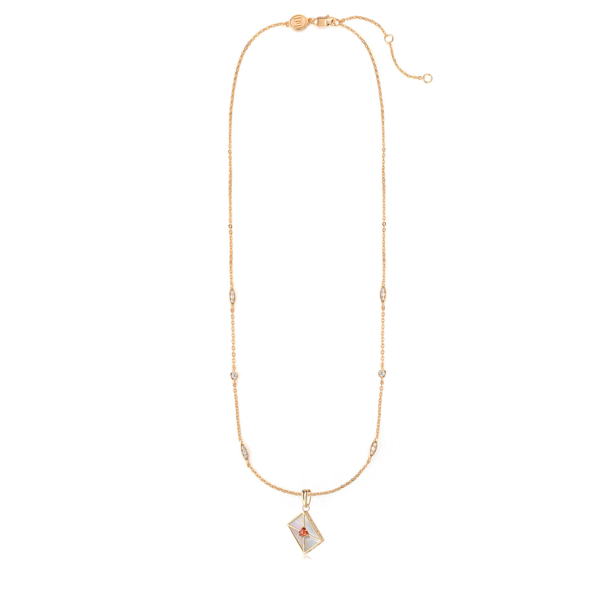 WROTE ME A LOVE LETTER GOLD NECKLACE - PEARL & GARNET