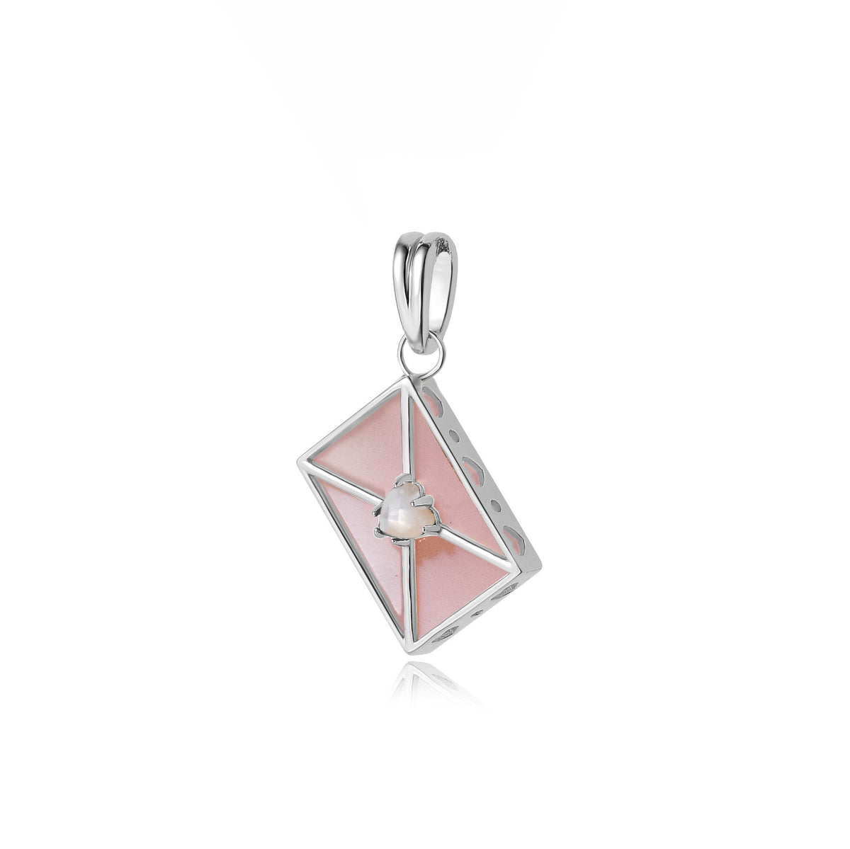 WROTE ME A LOVE LETTER SILVER CHARM - PINK MOTHER OF PEARL & MOTHER OF PEARL
