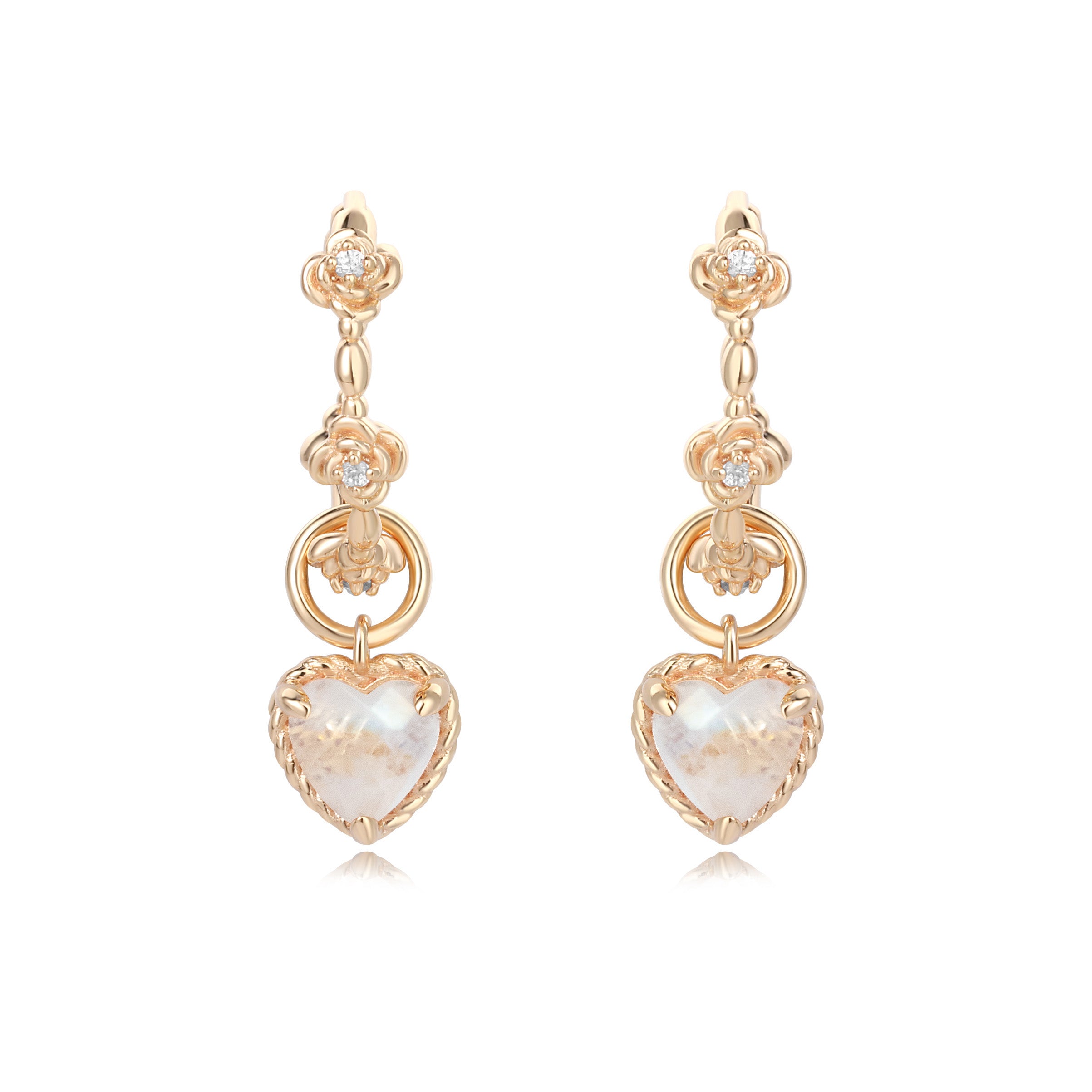 HEARTBEAT ROSE EAR HOOP - MOONSTONE