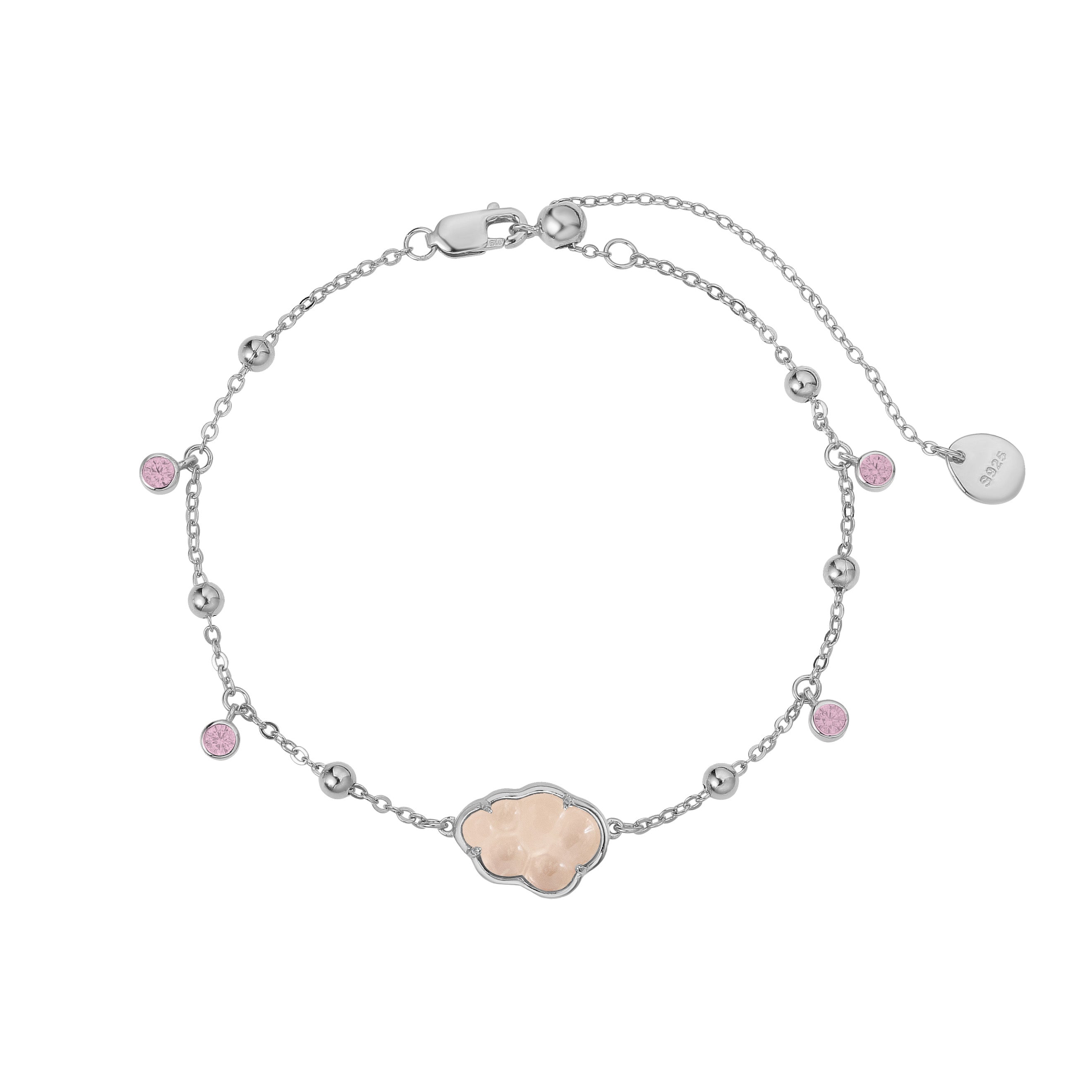 BUBBLE CLOUD SILVER BRACELET - ROSE QUARTZ