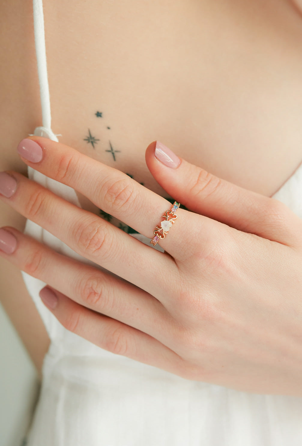 RAINBOW HEART RING