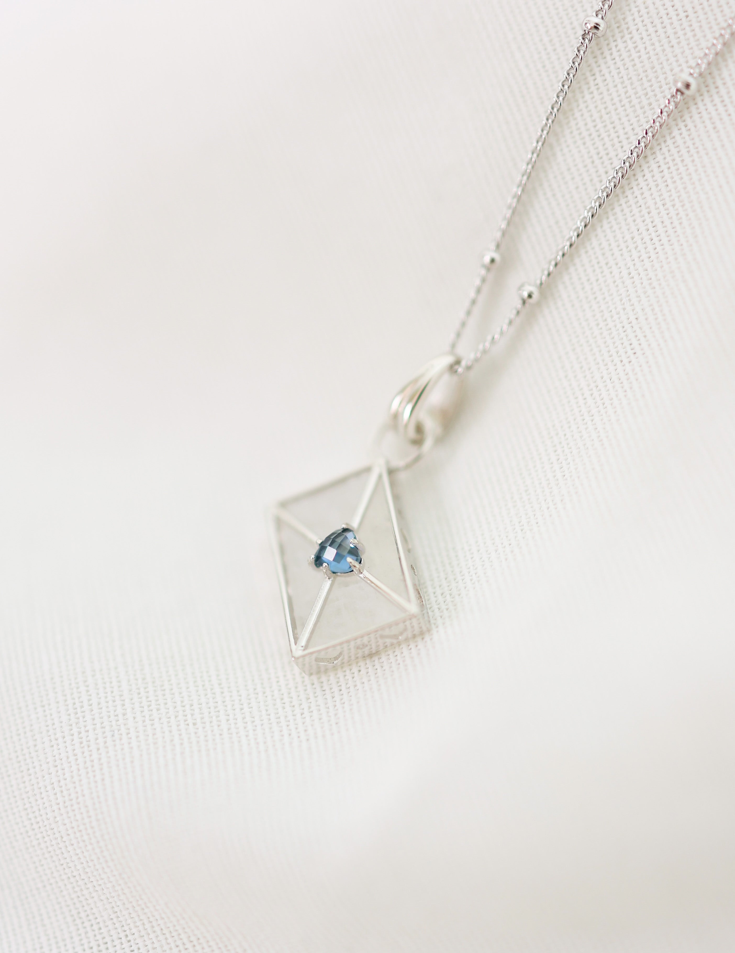 WROTE ME A LOVE LETTER SILVER NECKLACE-MOONSTONE-TOPAZ