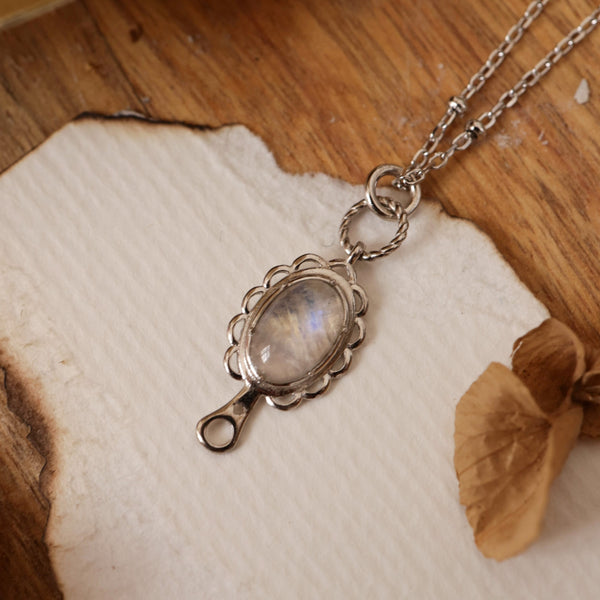 MIRROR MIRROR ON THE WALL SILVER NECKLACE-MOONSTONE