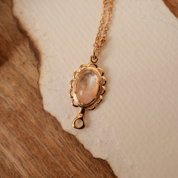 MIRROR MIRROR ON THE WALL NECKLACE-MOONSTONE