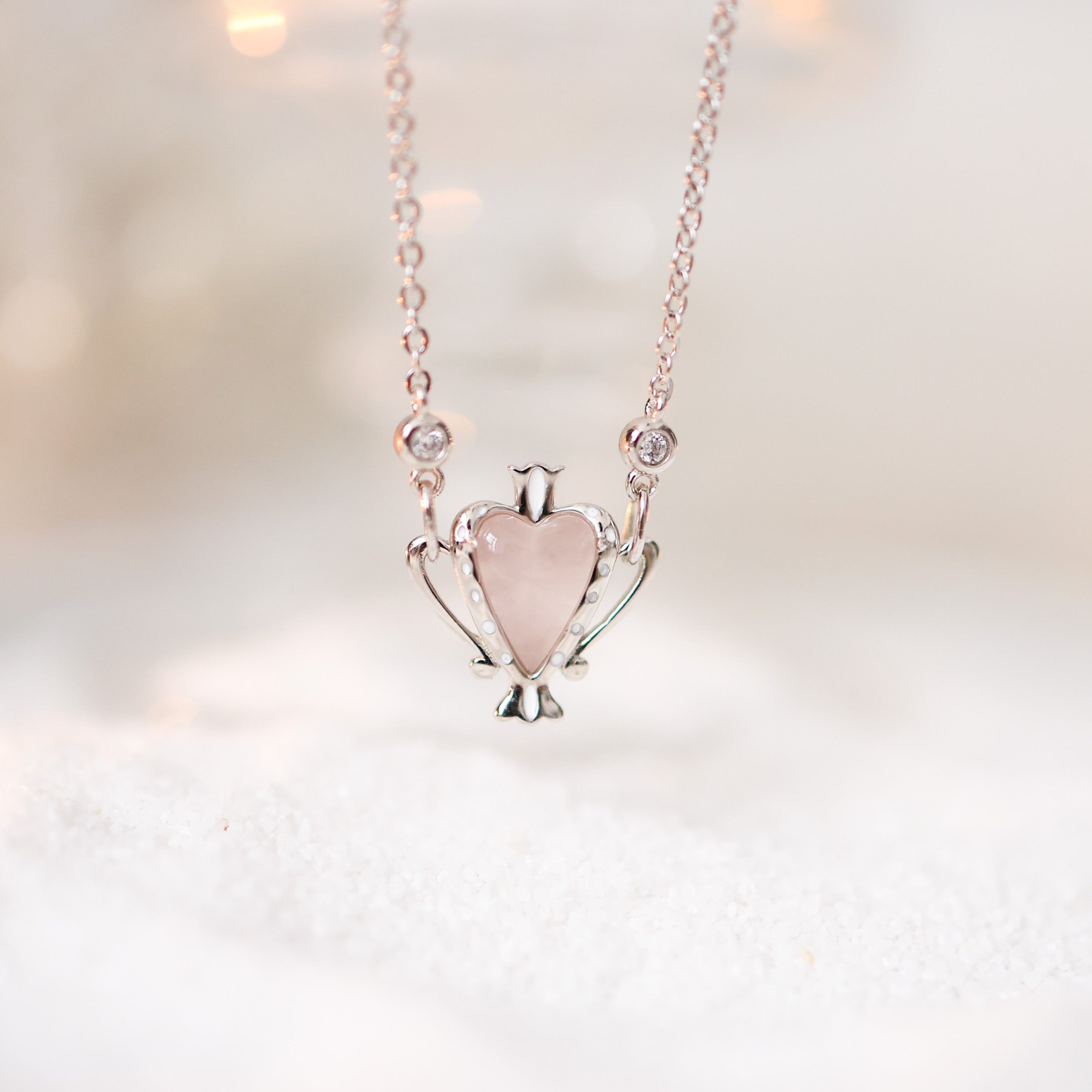 MAGIC LOVE POTION SILVER NECKLACE - ROSE QUARTZ