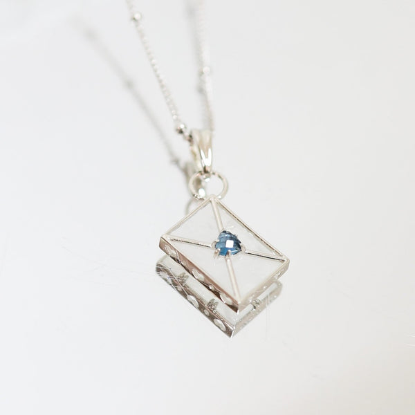 WROTE ME A LOVE LETTER SILVER NECKLACE-MOONSTONE-TOPAZ