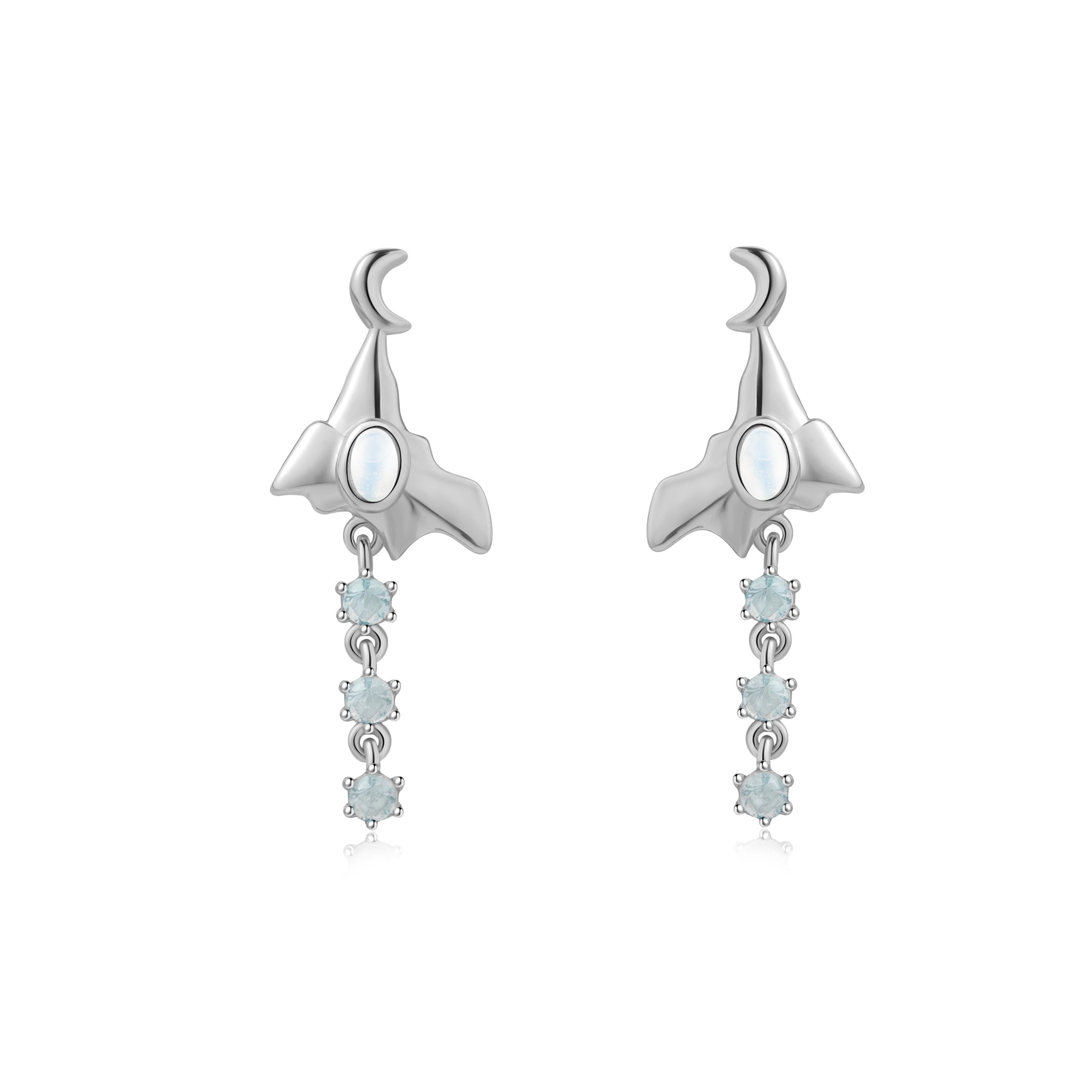 MOONLIGHT ON MOUNTAIN STUD SILVER EARRINGS-OPAL